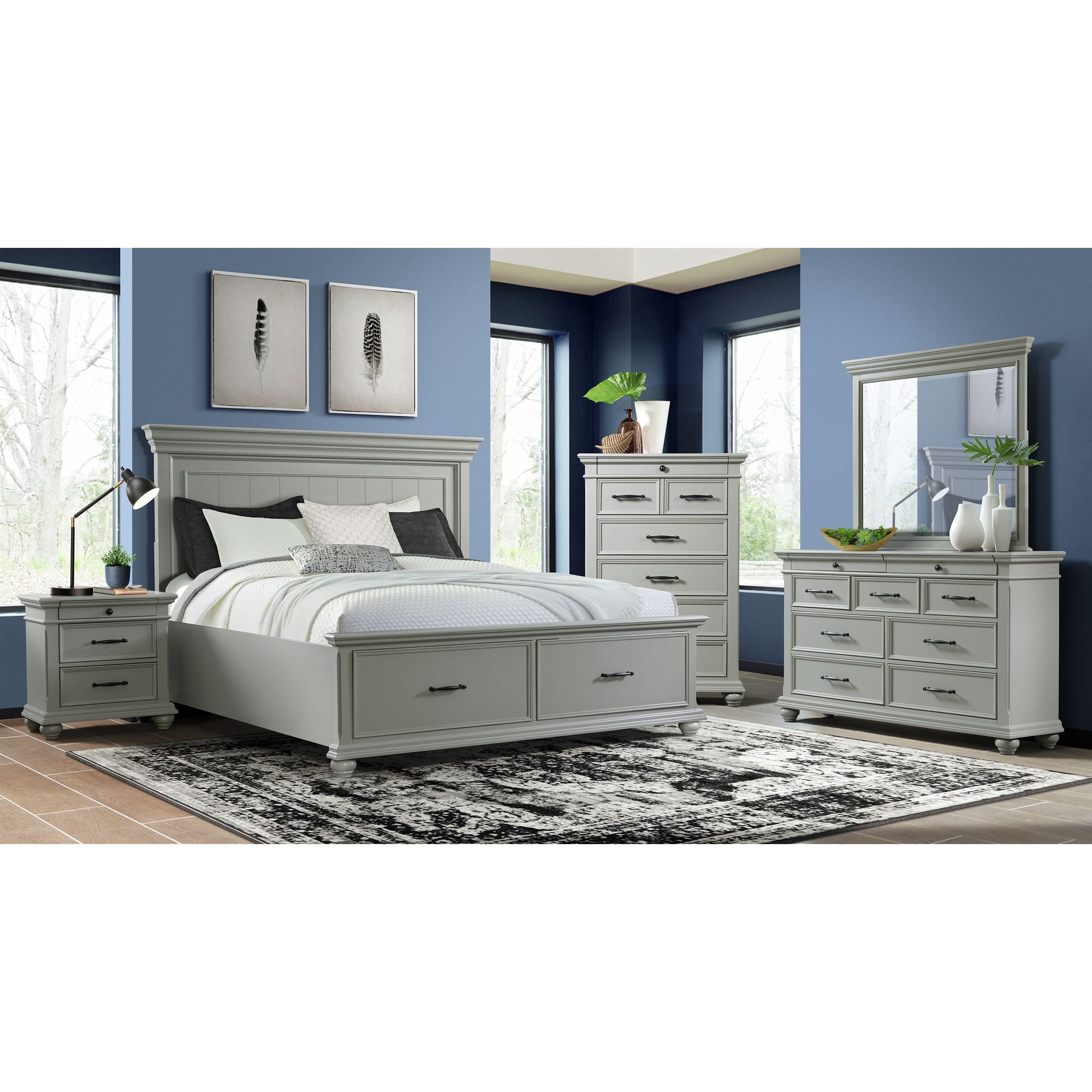 Slater King Platform Storage Bed in Grey – SKU SR350KB | Elements