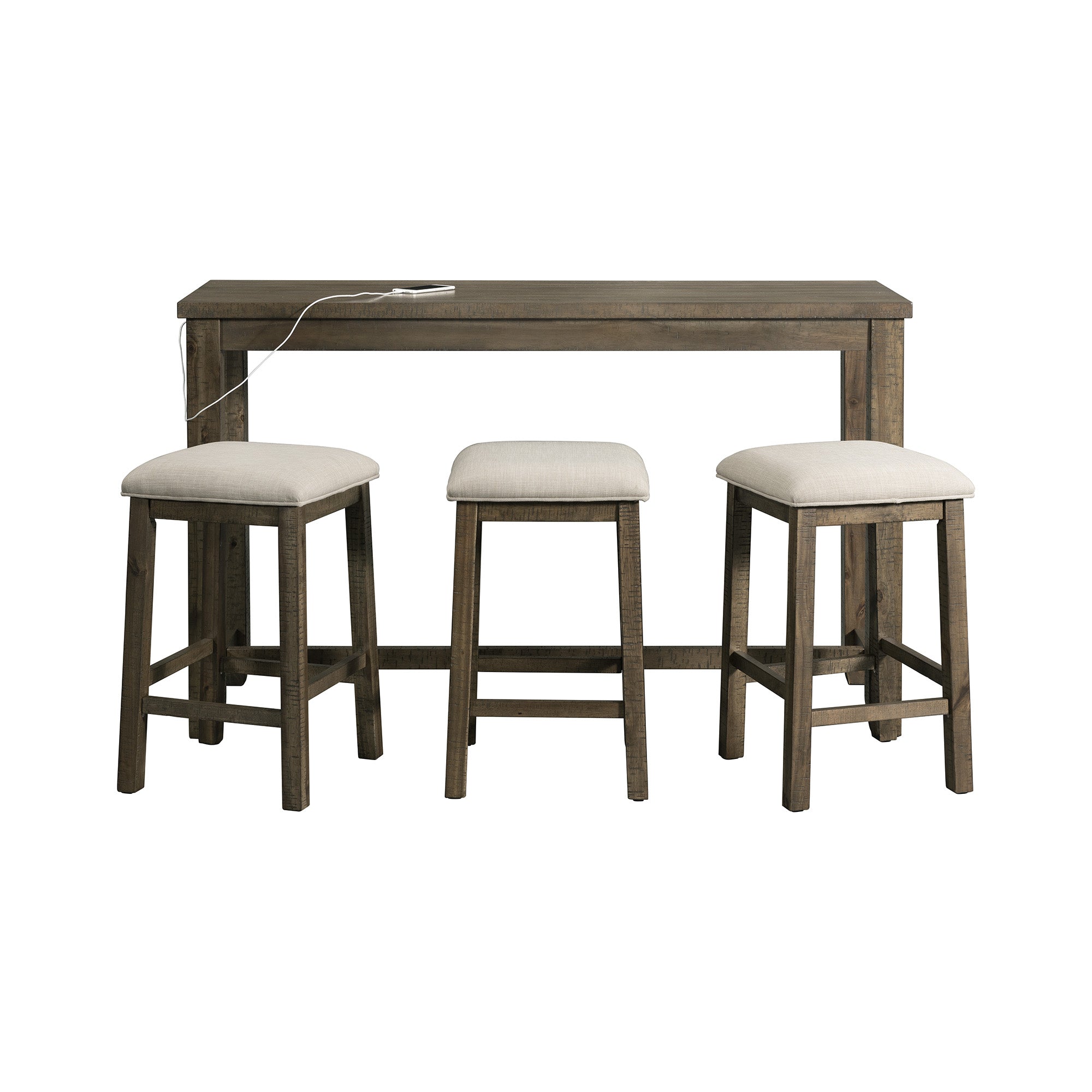 Stone Occasional Bar Table Single Pack Gray Finish (Table + Three Stools)