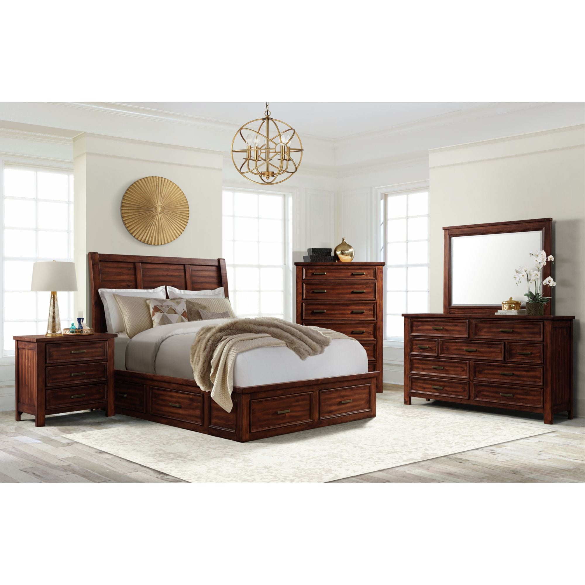 Sullivan King Storage Bed in Rich Cherry – SKU SV600KB | Elements