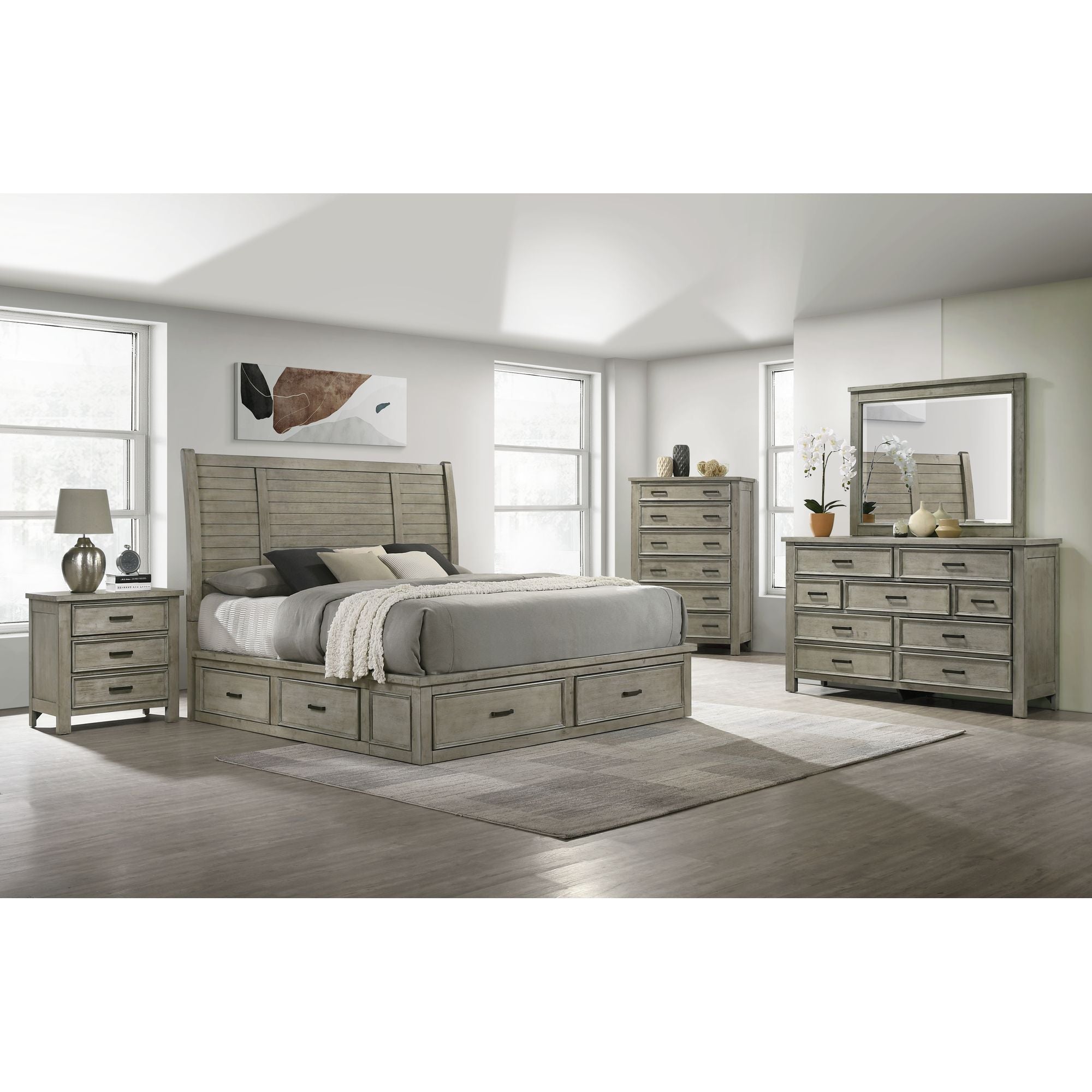 Sullivan King Storage Bed in Drift Grey – SKU SV300KB | Elements