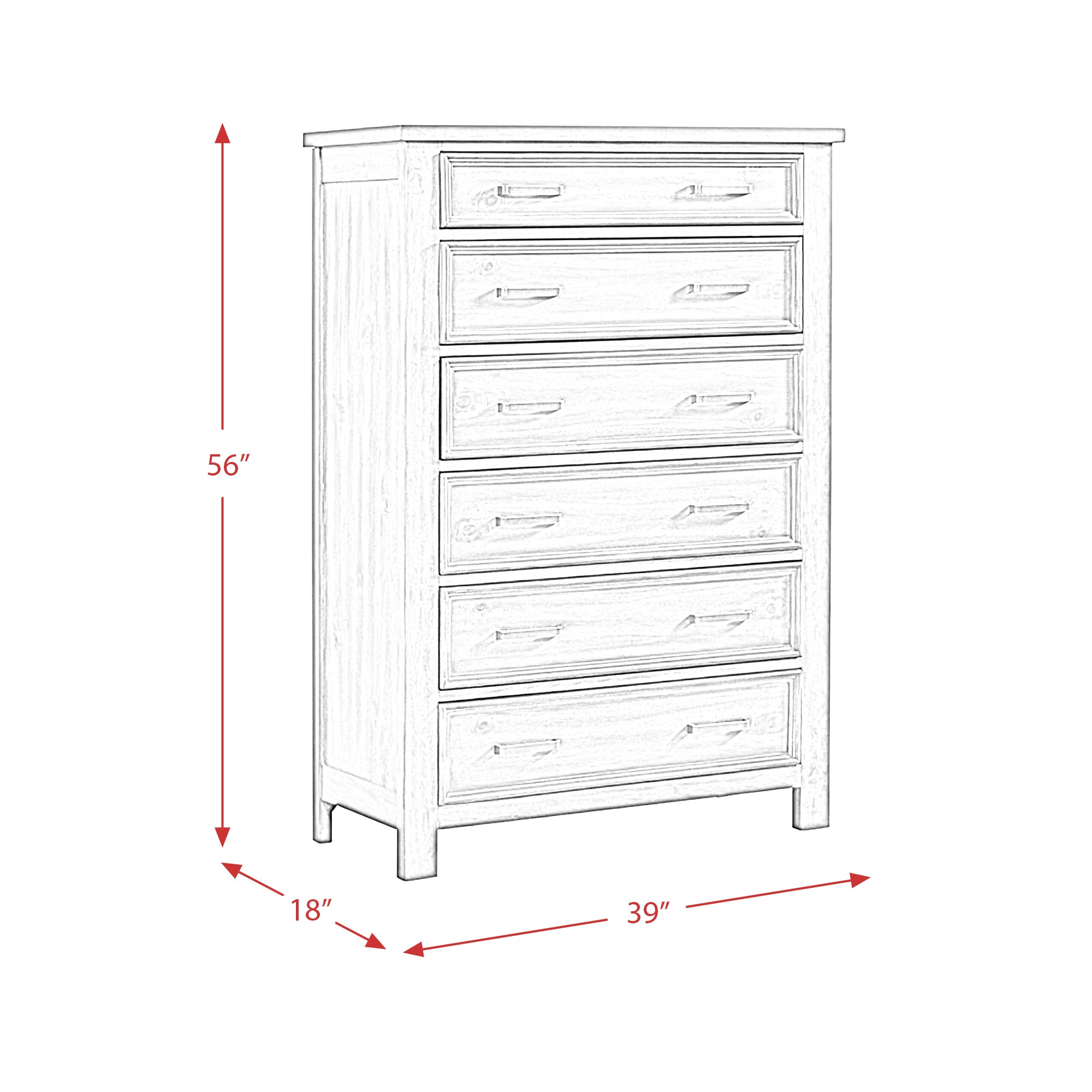 Sullivan 6-Drawer Chest in Drift Grey
