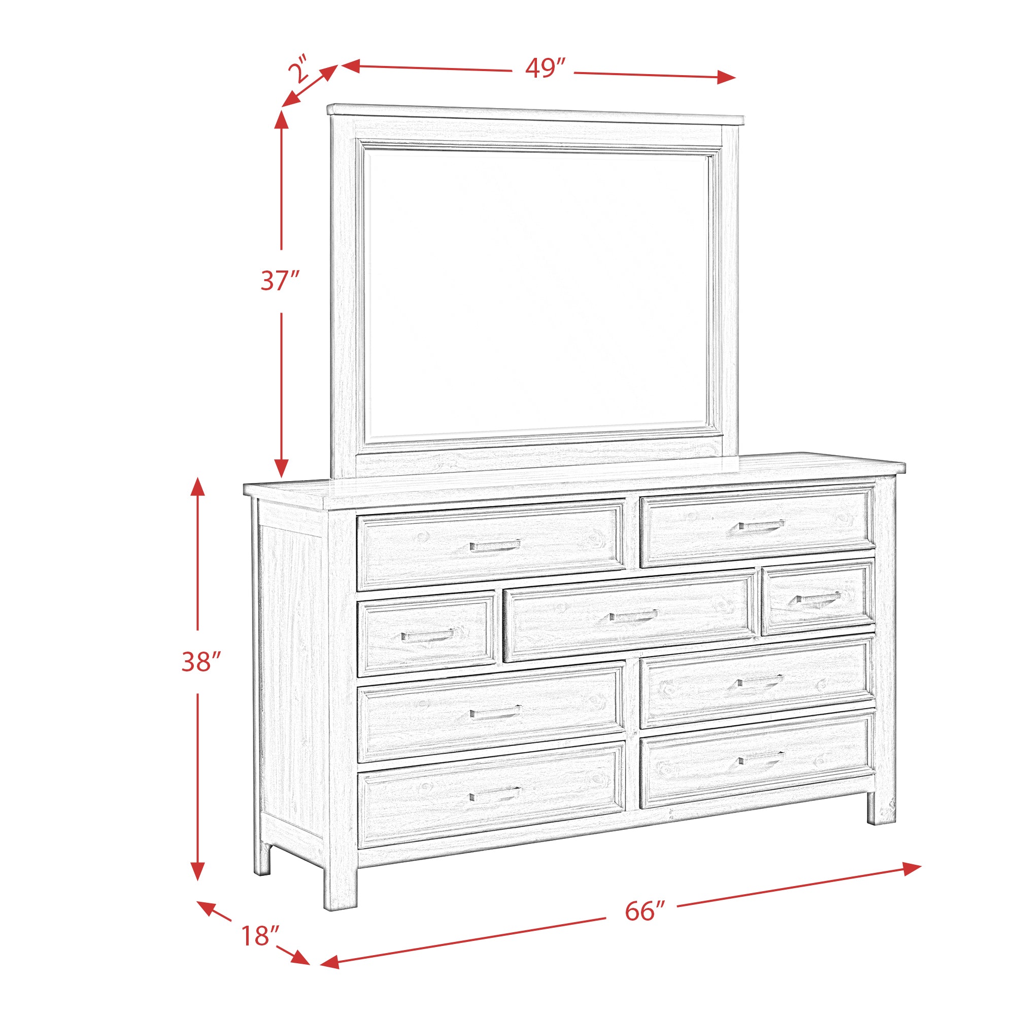 Sullivan Dresser & Mirror Set in Drift Grey