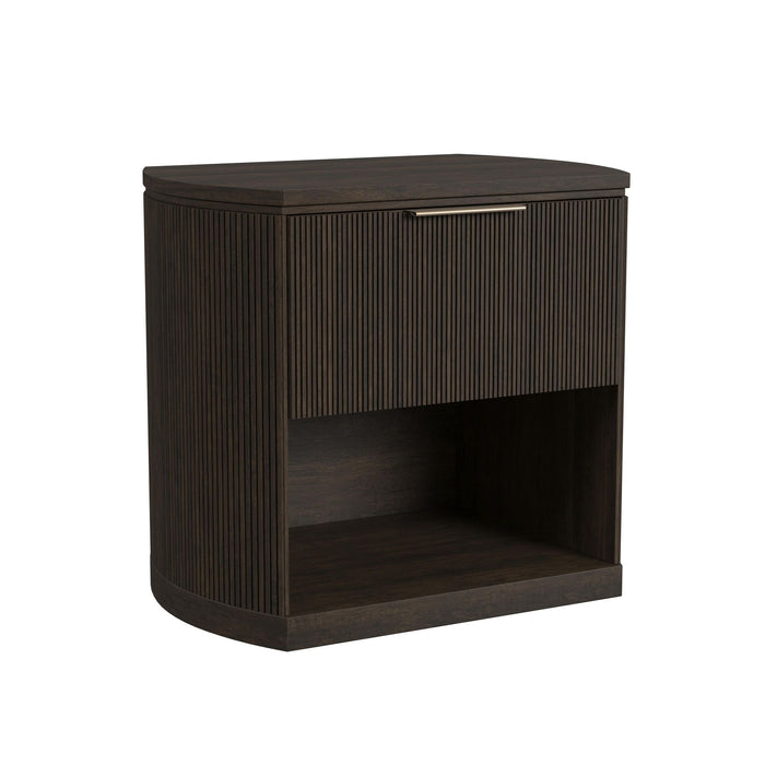 Sylvie 1-Drawer Nightstand with Touch Light in Dark Brown LED