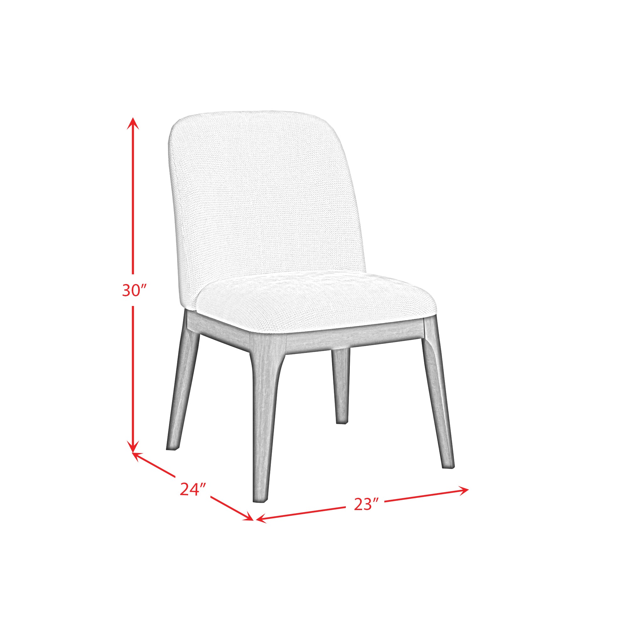 Sylvie Dining Side Chair with White Fabric in Black with Grain (2 Per Carton)