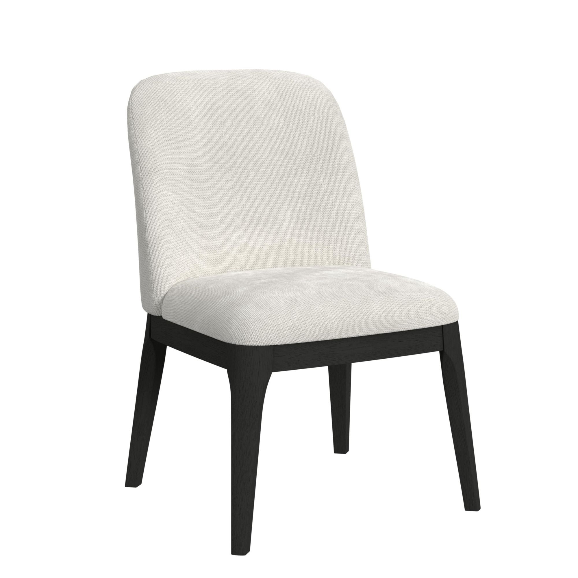 Sylvie Dining Side Chair with White Fabric in Black with Grain (2 Per Carton)