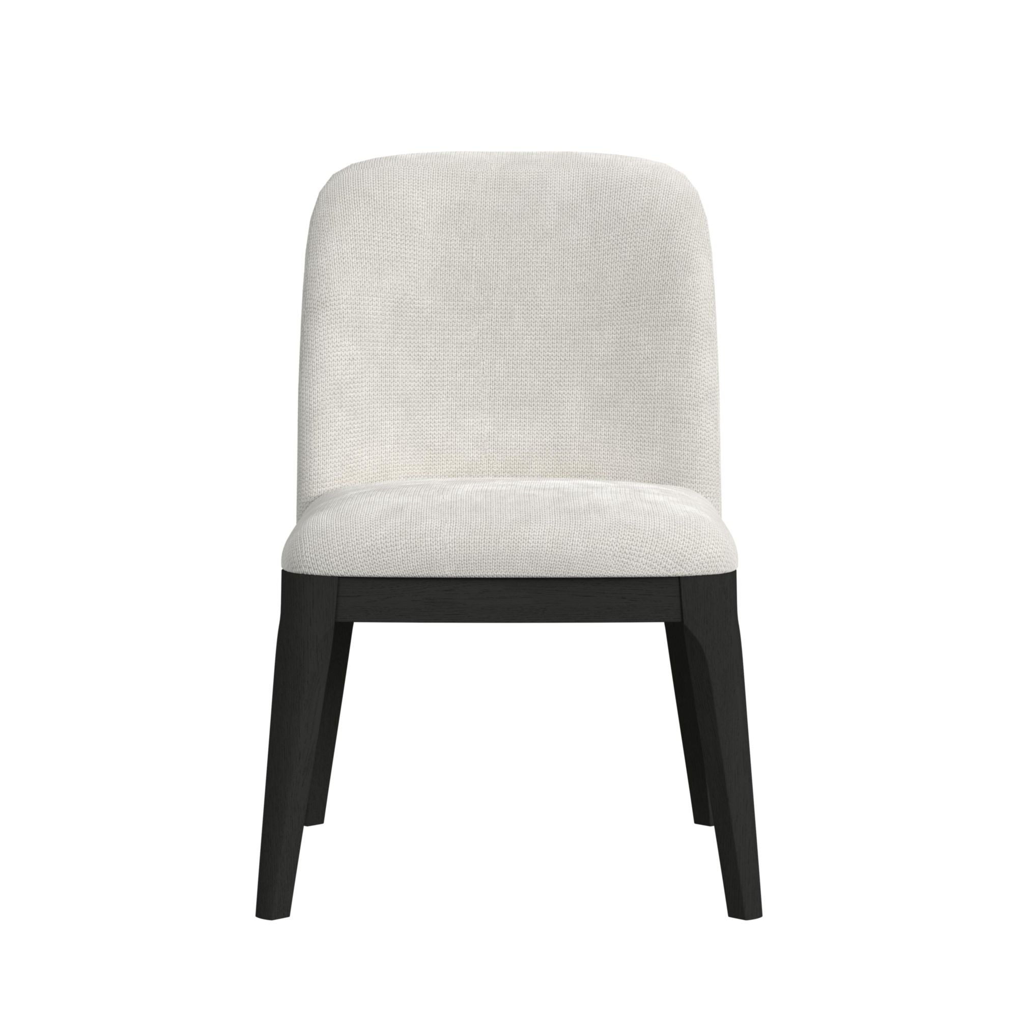 Sylvie Dining Side Chair with White Fabric in Black with Grain (2 Per Carton)