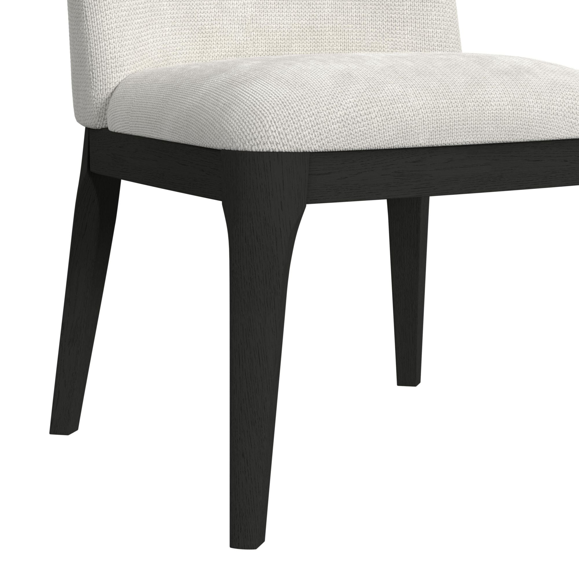 Sylvie Dining Side Chair with White Fabric in Black with Grain (2 Per Carton)