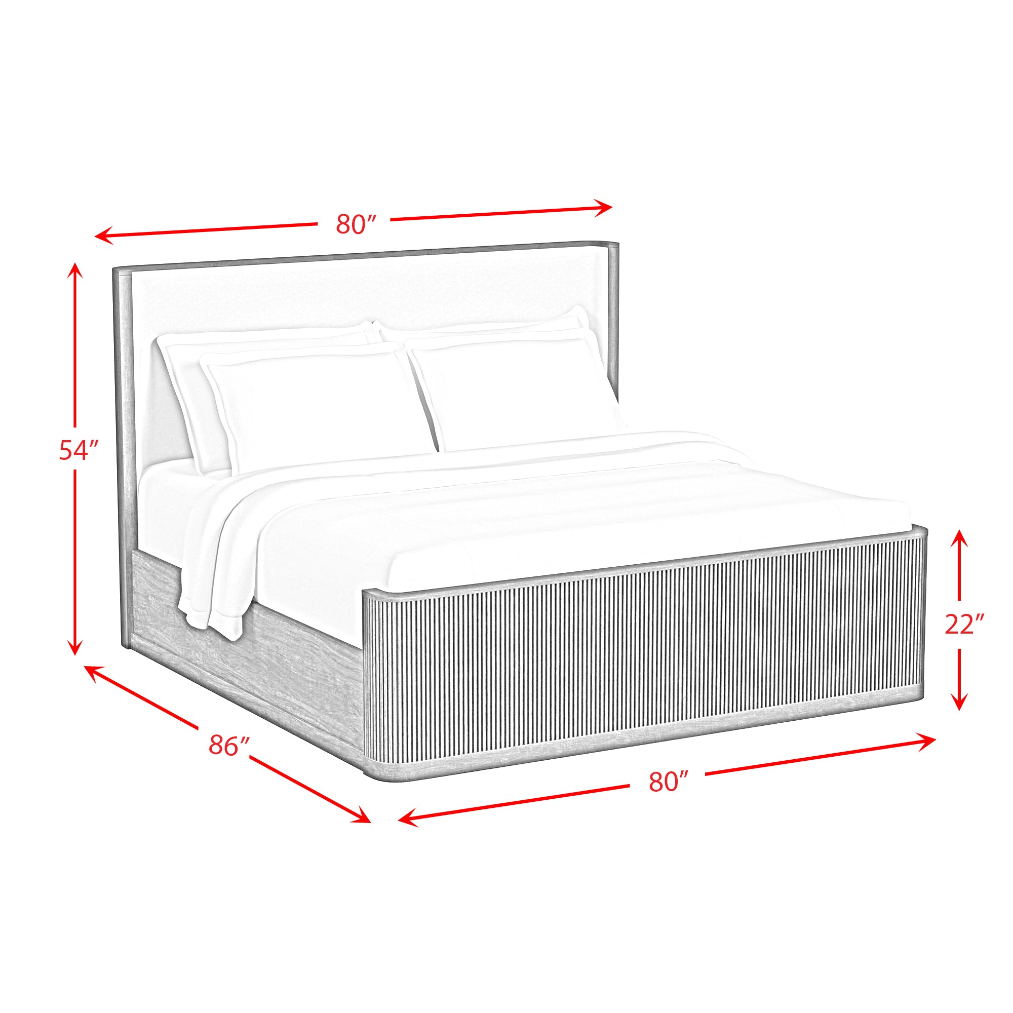 Sylvie King UPH Bed with White Fabric in Dark Brown