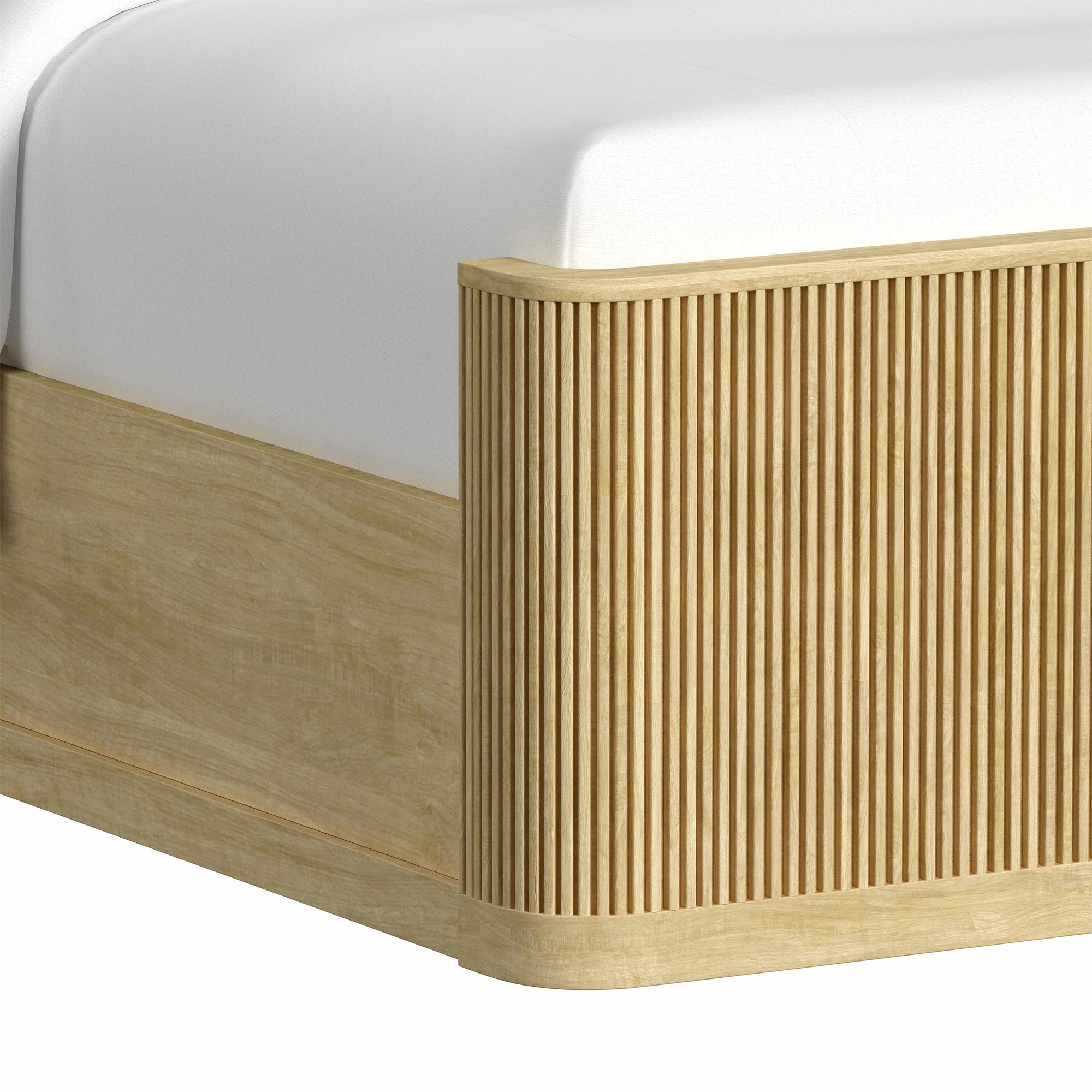 Sylvie Queen UPH Bed with White Fabric in Natural