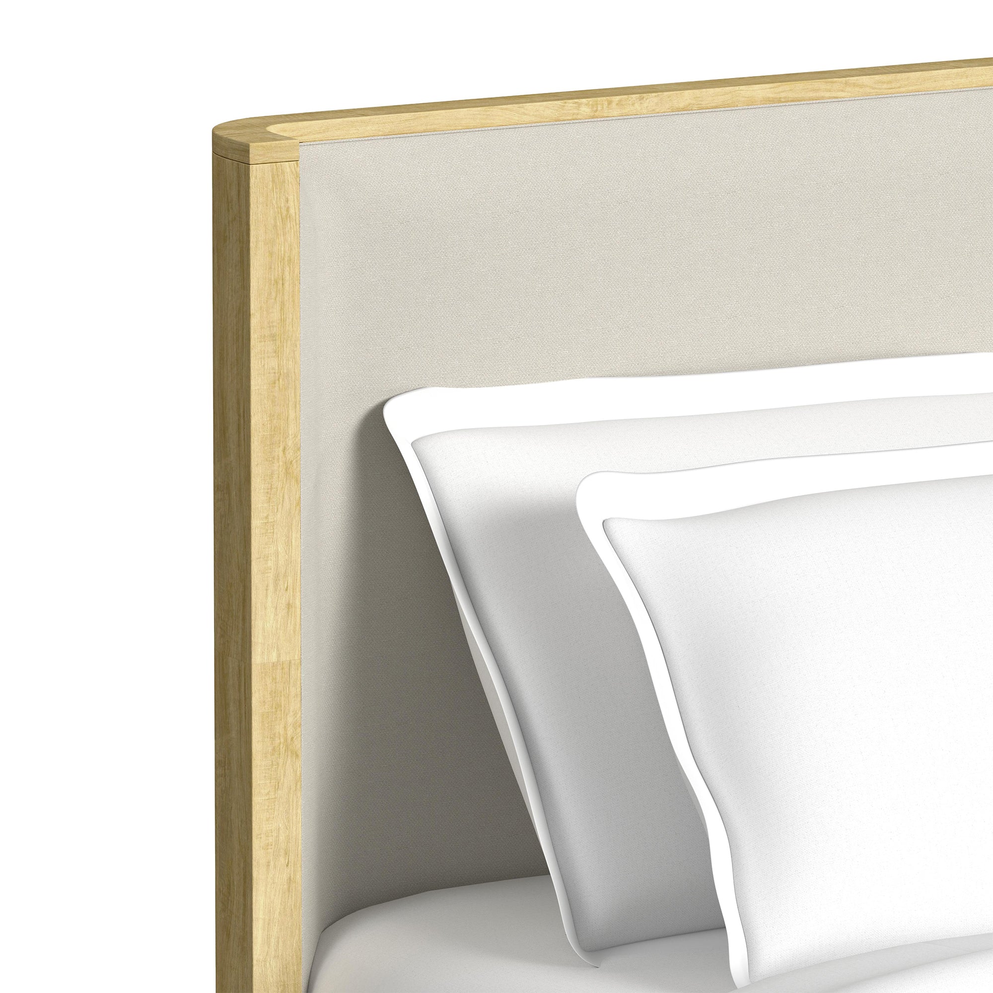 Sylvie Queen UPH Bed with White Fabric in Natural