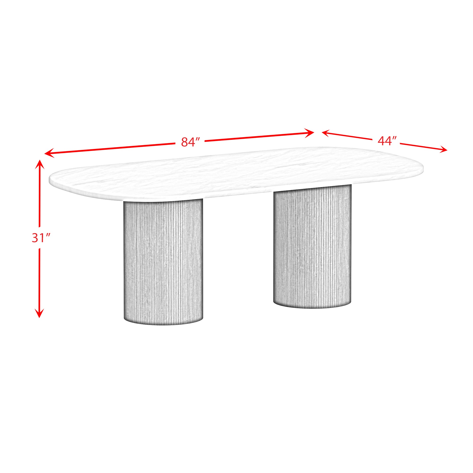 Sylvie Oval Dining Table with White Faux Marble Top in Black with Grain