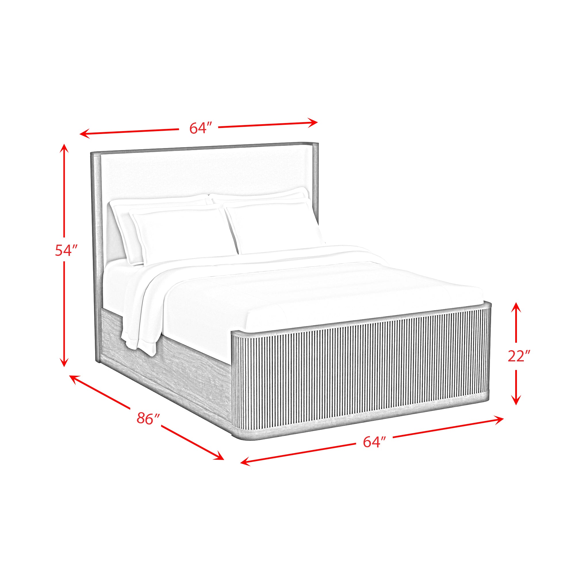 Sylvie Queen UPH Bed with White Fabric in Natural