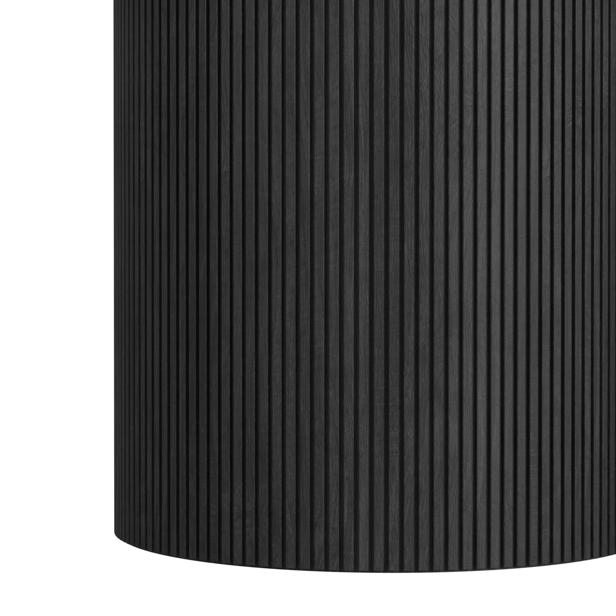 Sylvie Round Dining Table with White Faux Marble Top in Black with Grain