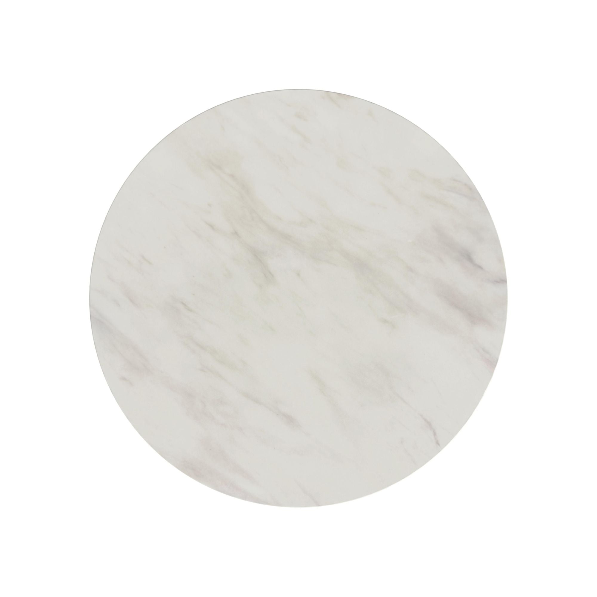 Sylvie Round Dining Table with White Faux Marble Top in Dark Brown