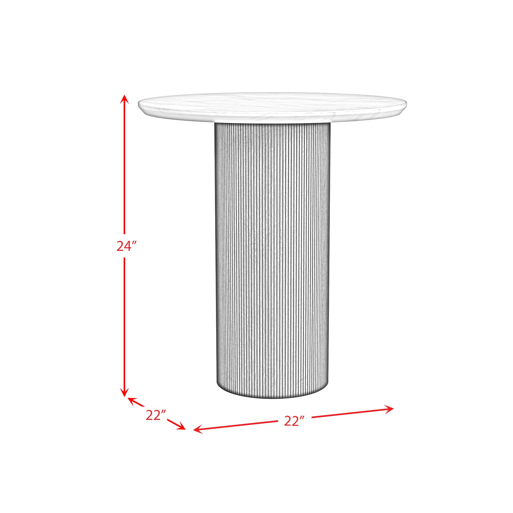Sylvie Round End Table with White Faux Marble Top and Base in Natural