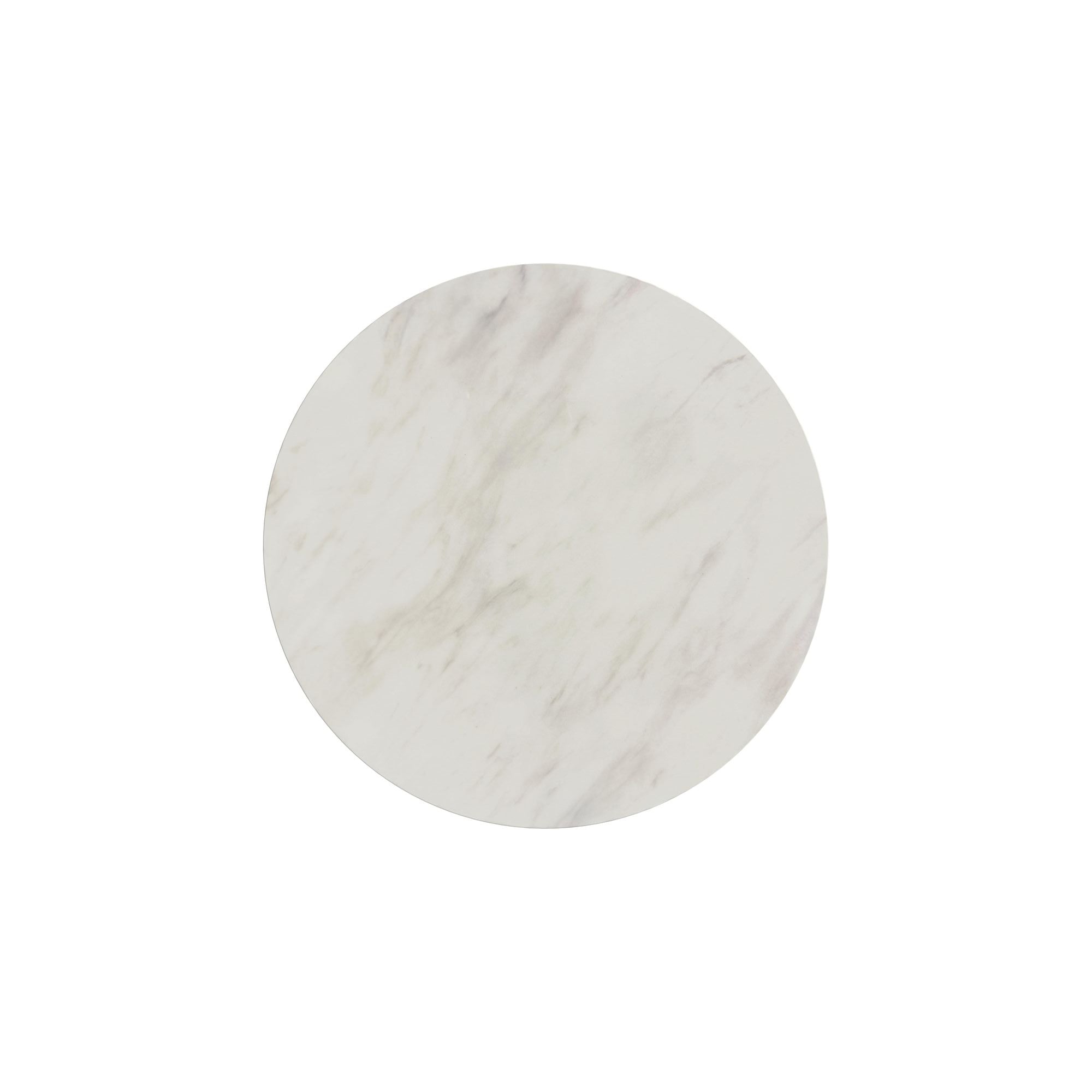 Sylvie Round End Table with White Faux Marble Top and Base in Natural