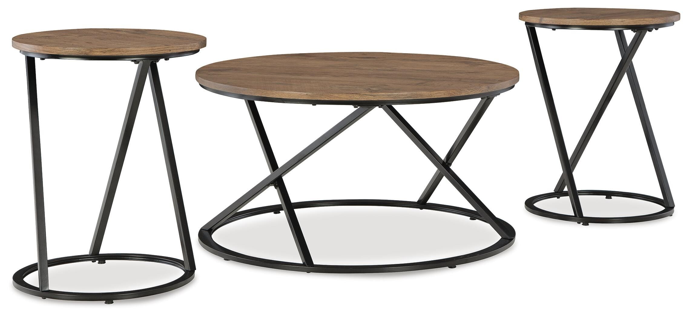 Dar Furniture - Ashley Furniture - Cassbryn Table (Set of 3) - Occasional Table Set (3/CN) / Brown/Black - T152-13