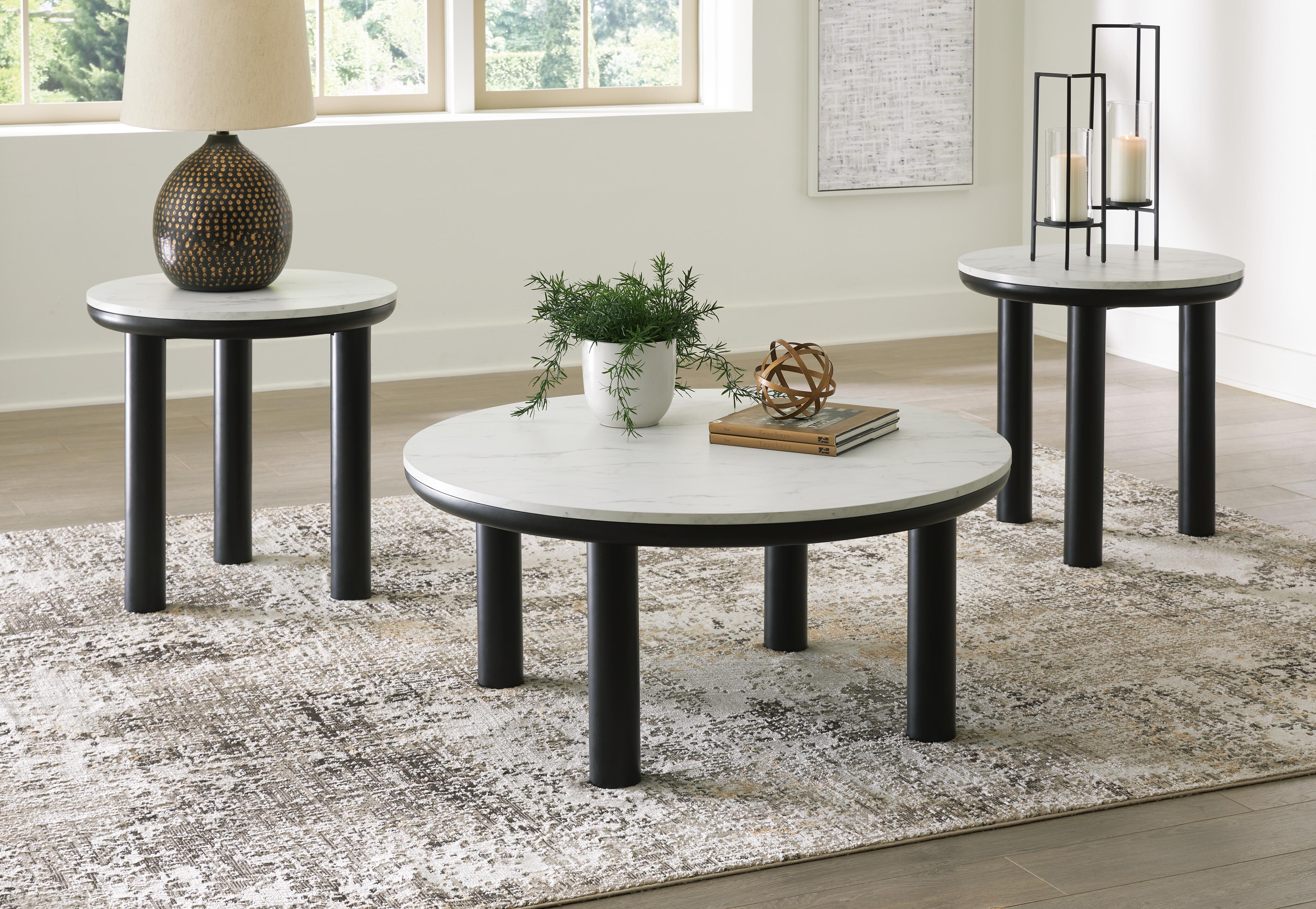 Dar Furniture - Ashley Furniture - Xandrum Table (Set of 3) - Occasional Table Set (3/CN) / Black/White - T159-13