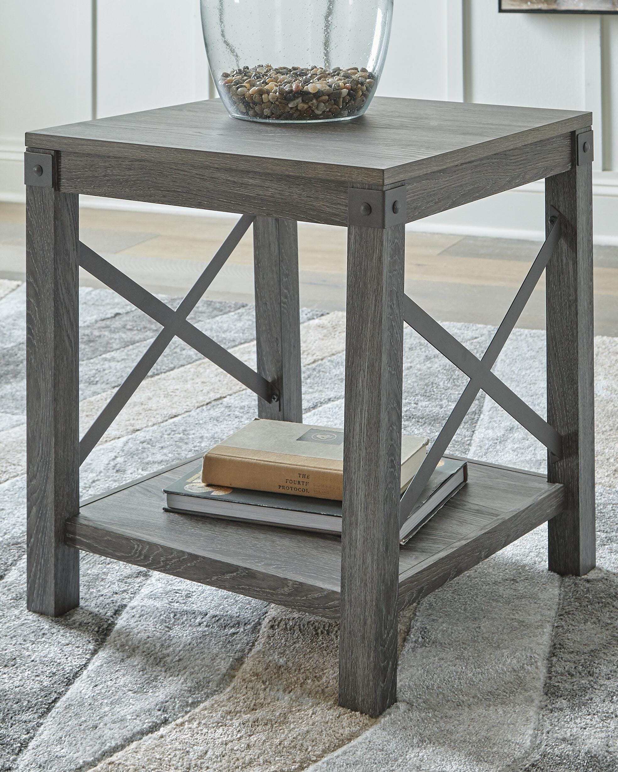 Dar Furniture - Ashley Furniture - Freedan End Table - Square End Table / Grayish Brown - T175-2