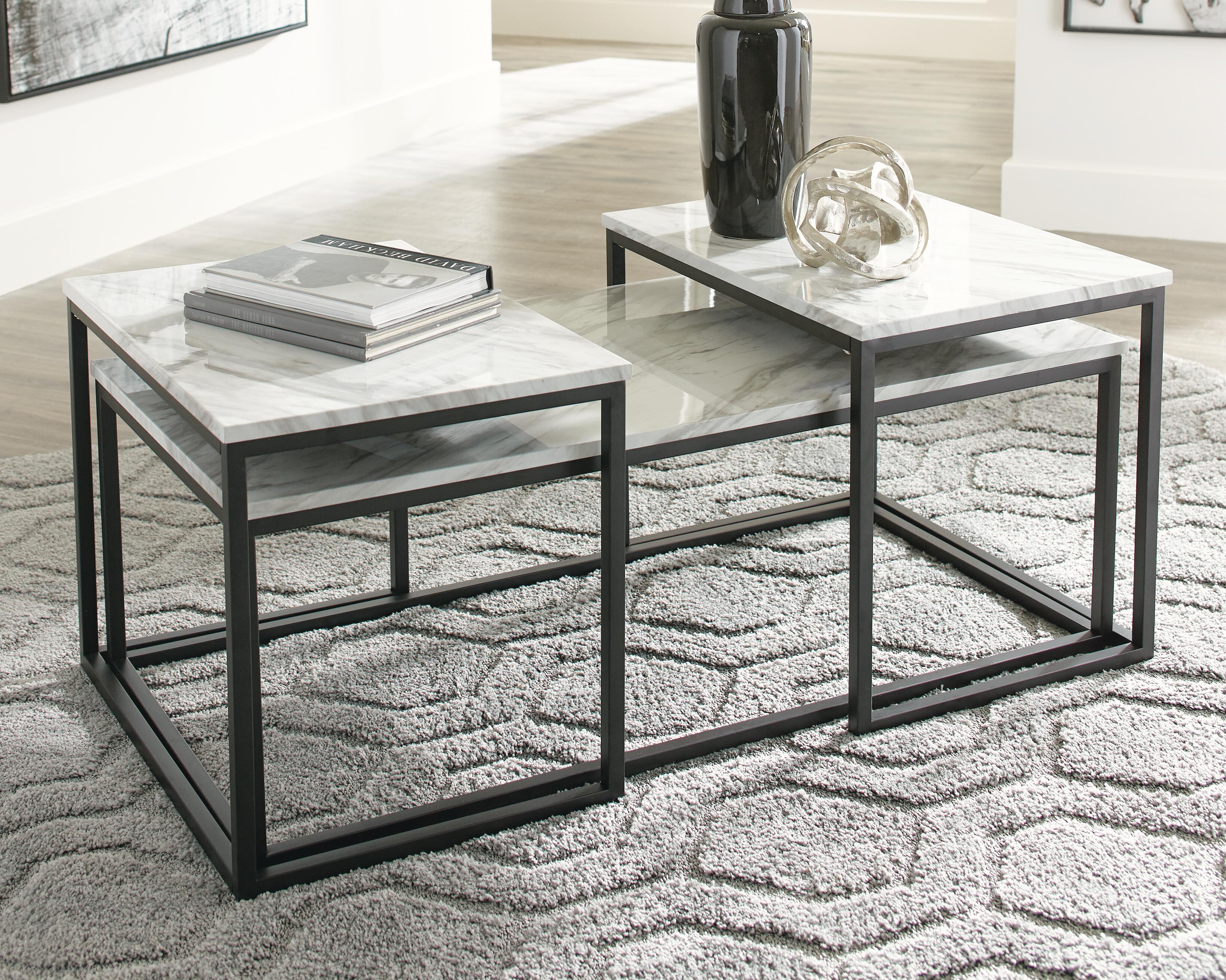 Dar Furniture - Ashley Furniture - Donnesta Table (Set of 3) - Occasional Table Set (3/CN) / Gray/Black - T182-13