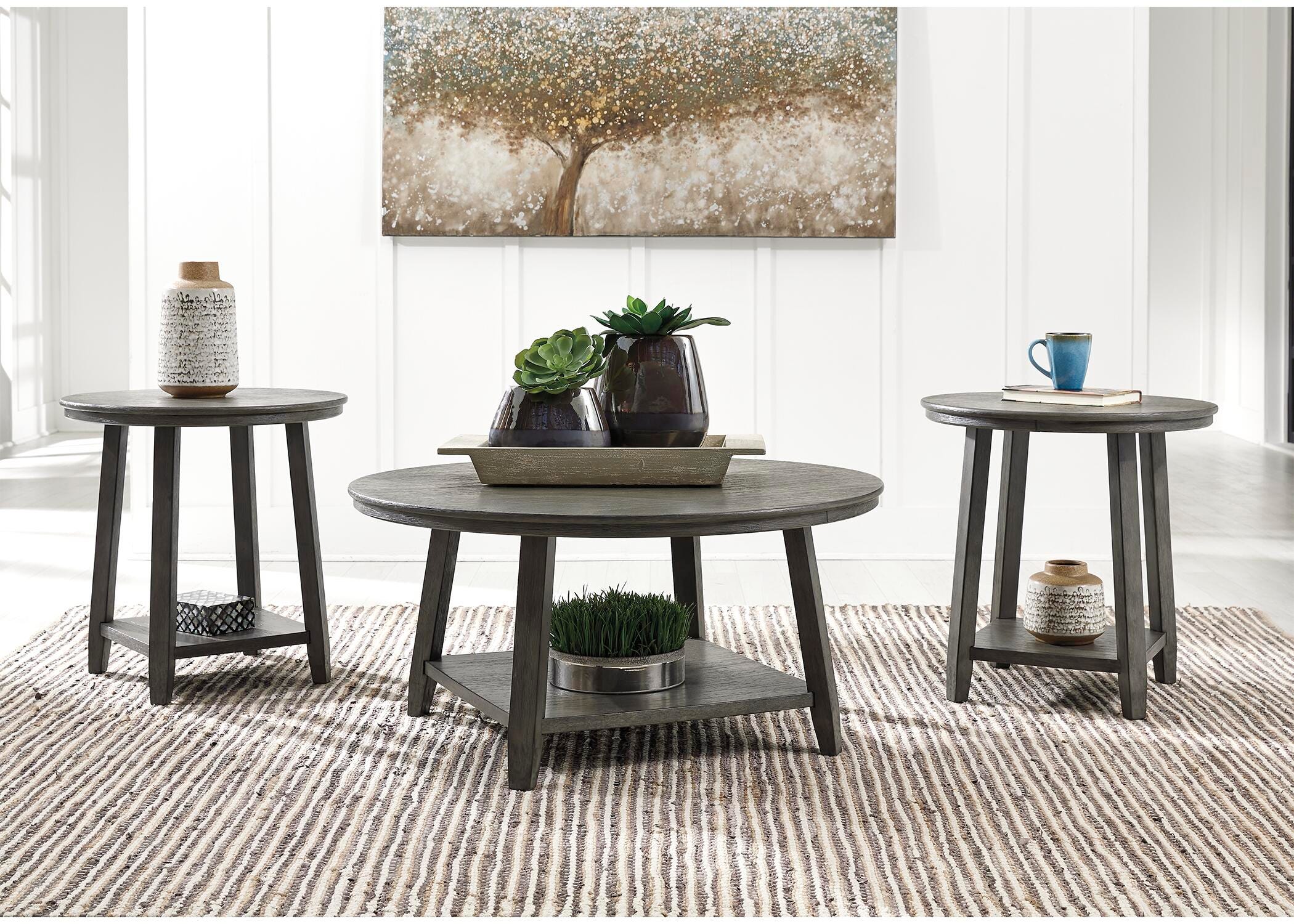 Dar Furniture - Ashley Furniture - Caitbrook Table (Set of 3) - Occasional Table Set (3/CN) / Gray - T188-13