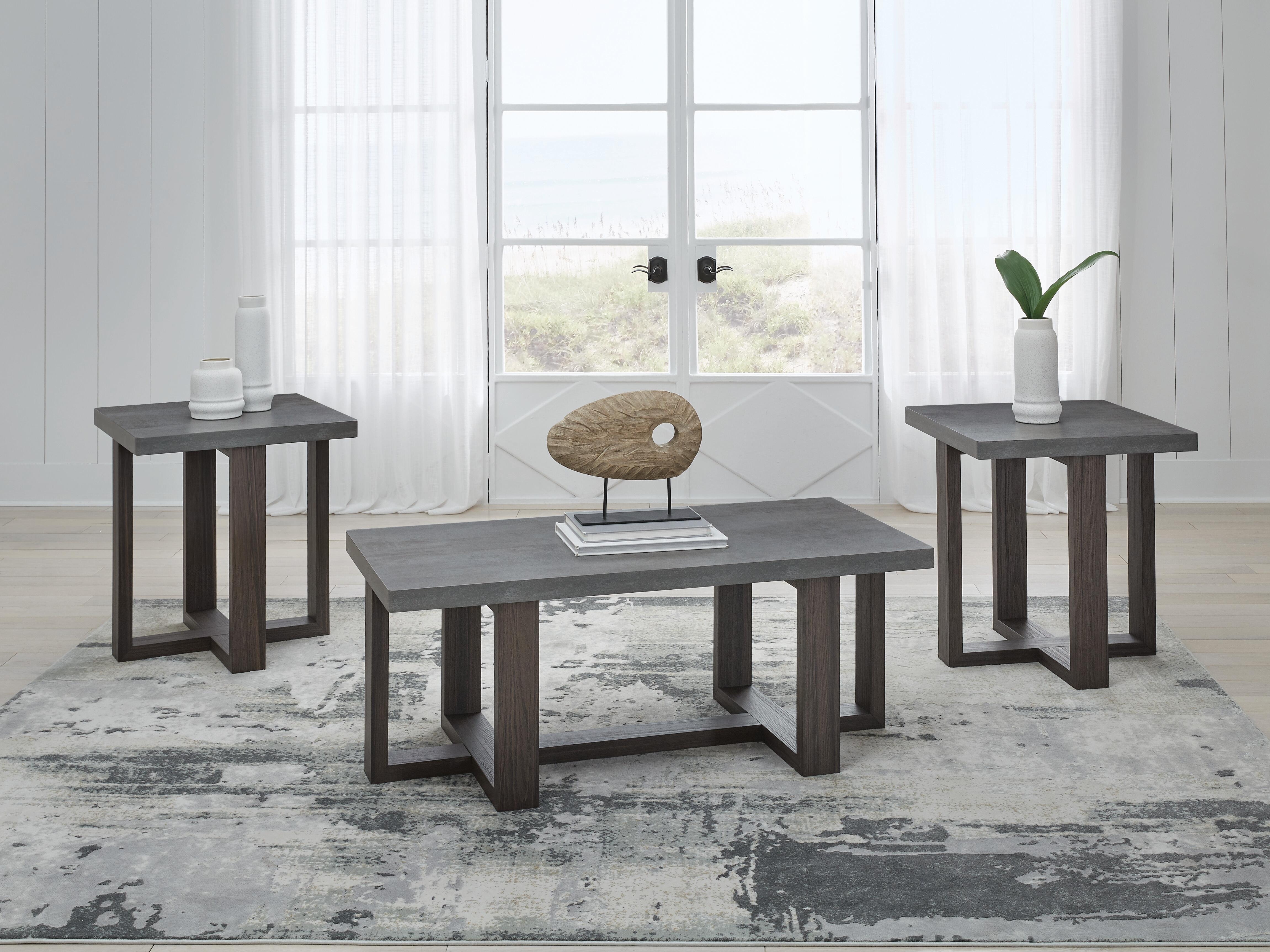 Dar Furniture - Ashley Furniture - Dynnford Table (Set of 3) - Occasional Table Set (3/CN) / Gray/Brown - T216-13