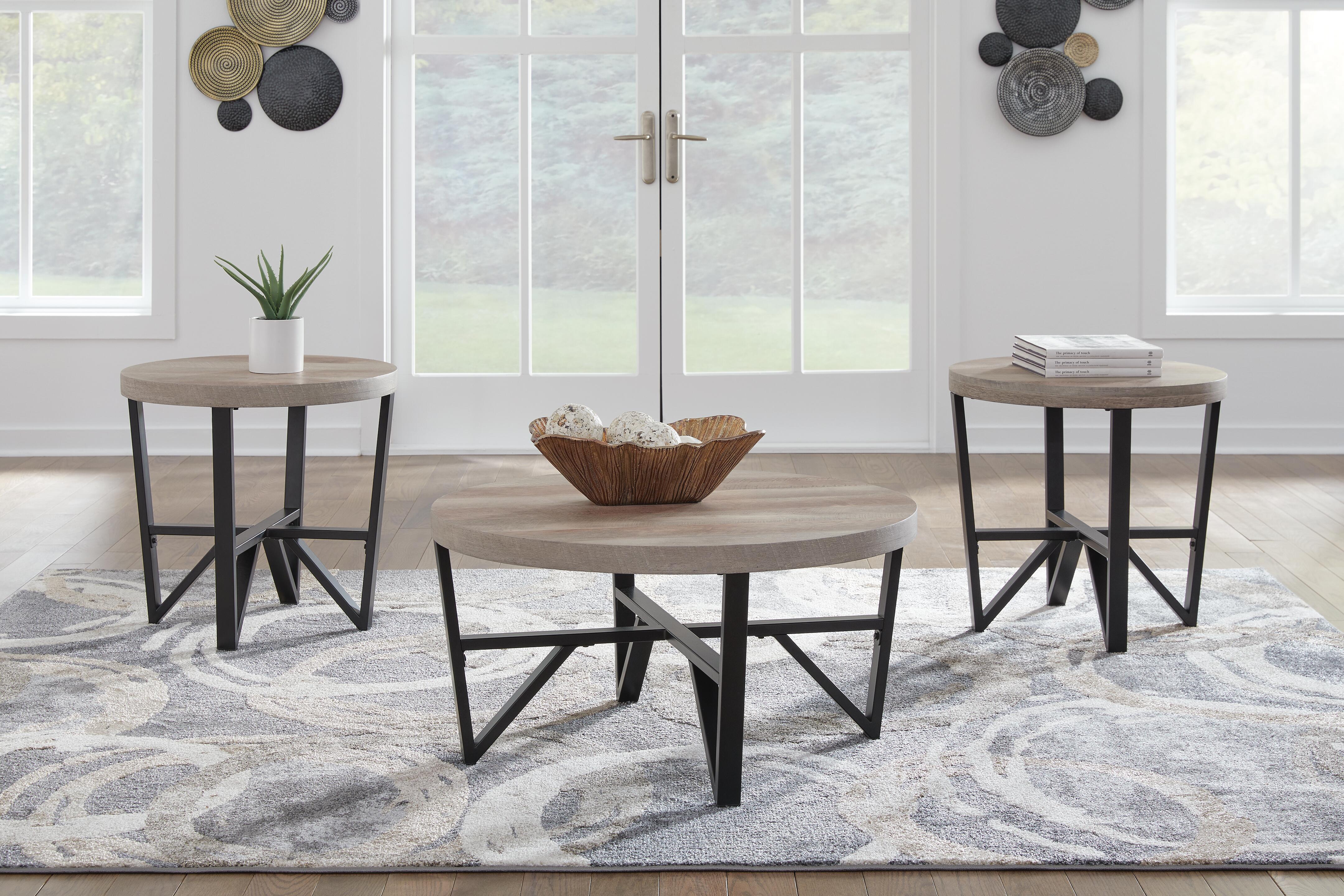 Dar Furniture - Ashley Furniture - Deanlee Table (Set of 3) - Occasional Table Set (3/CN) / Grayish Brown/Black - T235-13