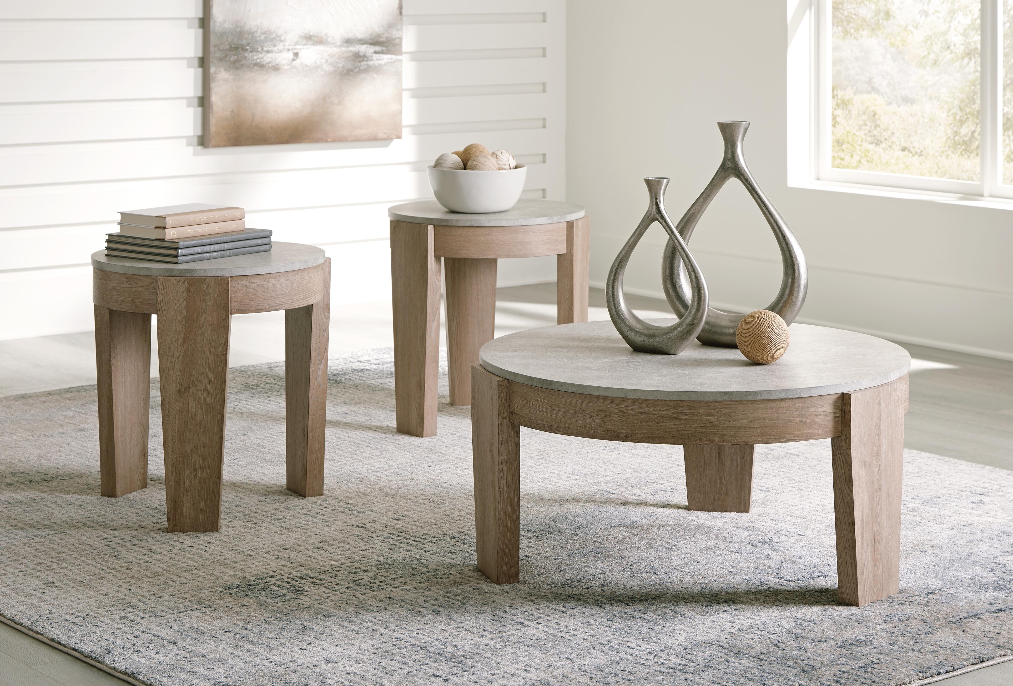 Dar Furniture - Ashley Furniture - Guystone Table (Set of 3) - Occasional Table Set (3/CN) / Light Brown - T237-13