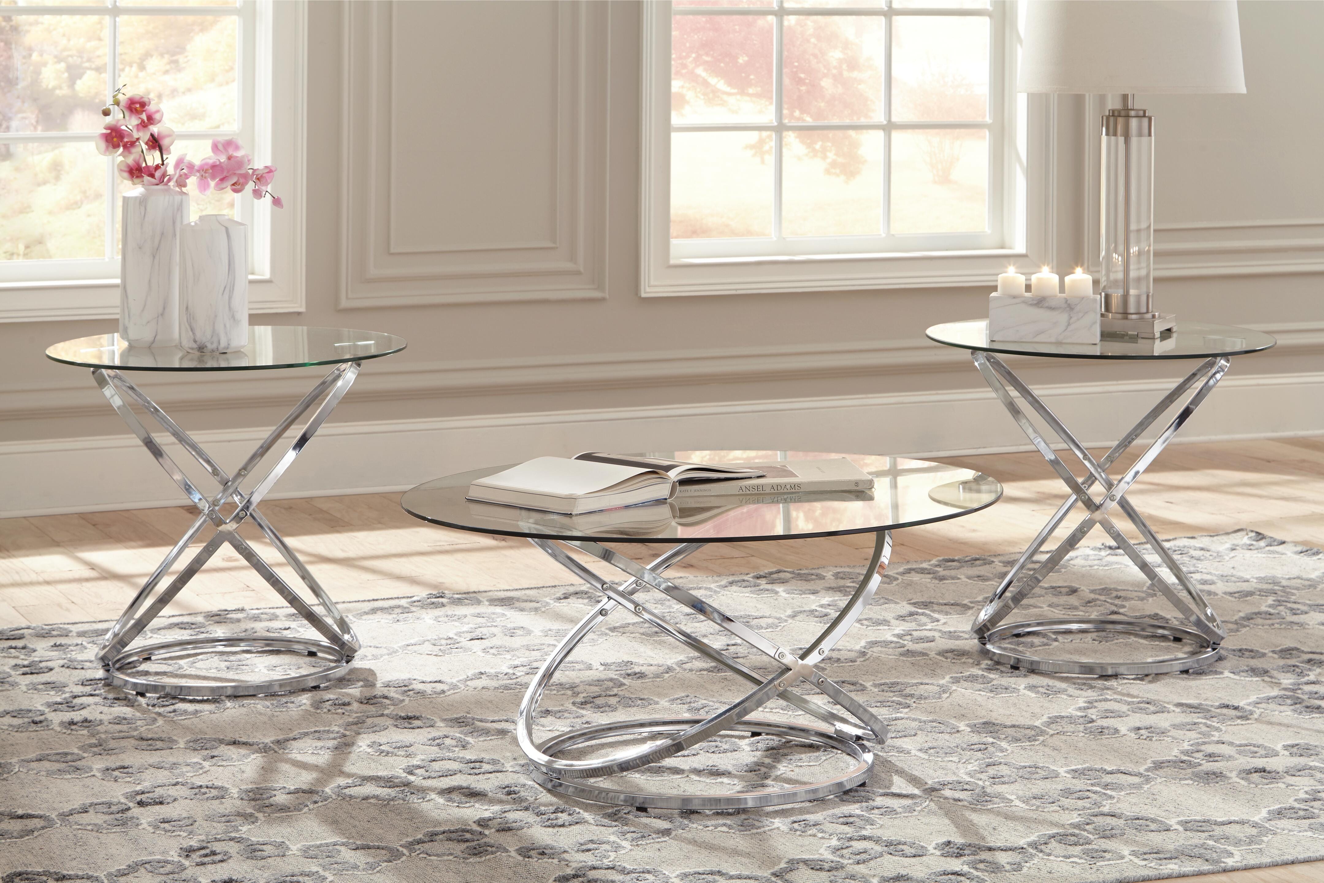 Dar Furniture - Ashley Furniture - Hollynyx Table (Set of 3) - Occasional Table Set (3/CN) / Chrome Finish - T270-13
