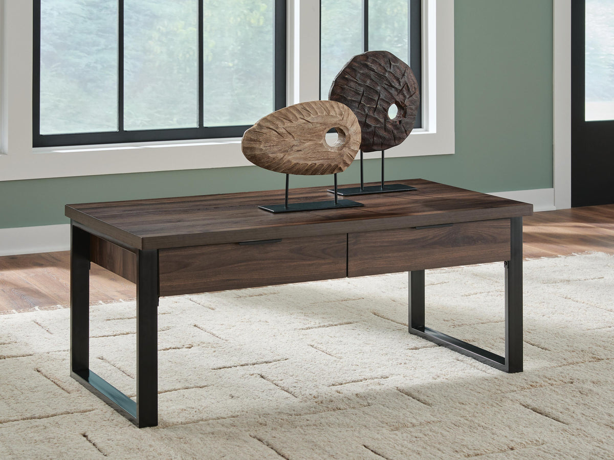 Dar Furniture - Ashley Furniture - Wickman Falls Coffee Table - Rectangular Cocktail Table / Dark Brown - T318-1