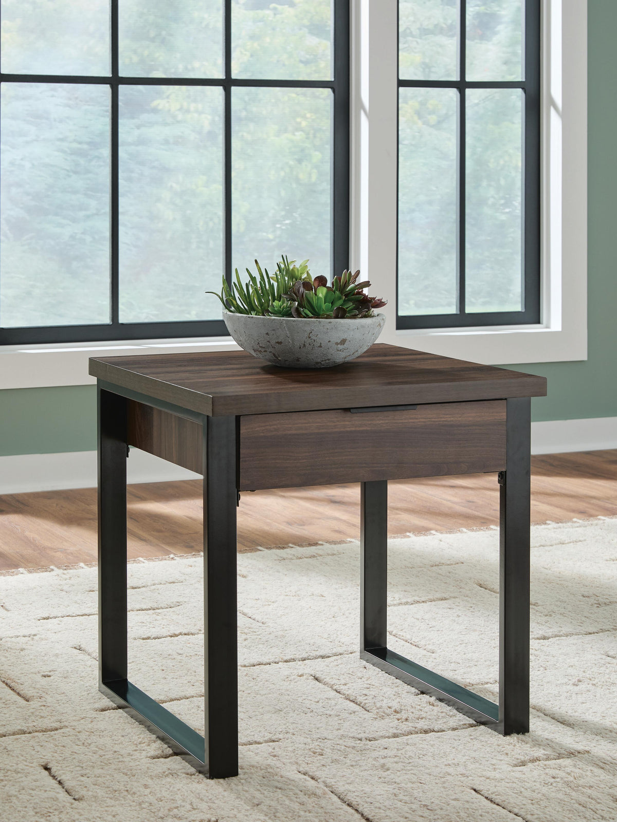 Dar Furniture - Ashley Furniture - Wickman Falls End Table - Square End Table / Dark Brown - T318-2