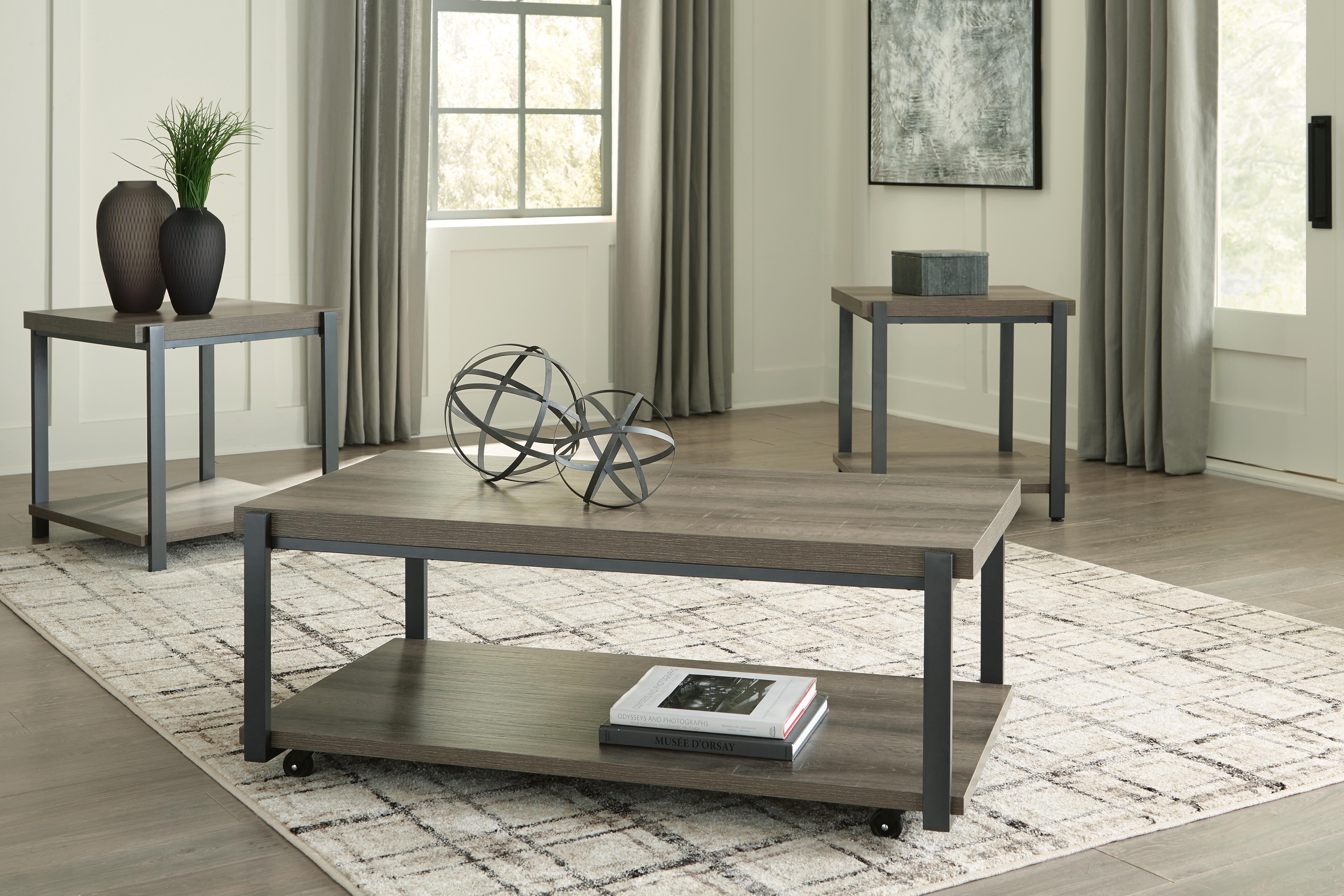 Dar Furniture - Ashley Furniture - Wilmaden Table (Set of 3) - Occasional Table Set (3/CN) / Gray/Black - T393-13