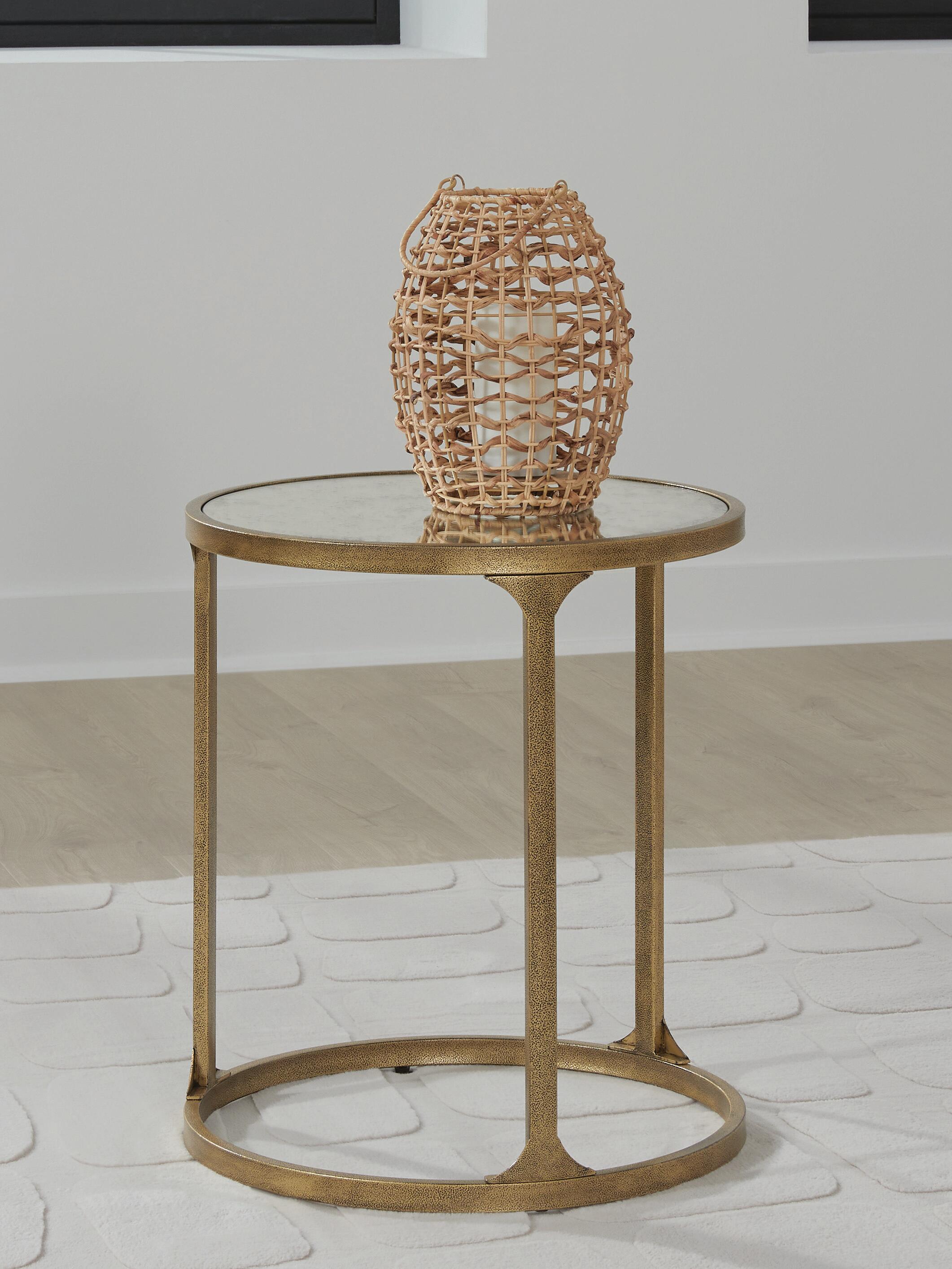 Dar Furniture - Ashley Furniture - Korajane End Table - Round End Table / Antique Gold - T399-6