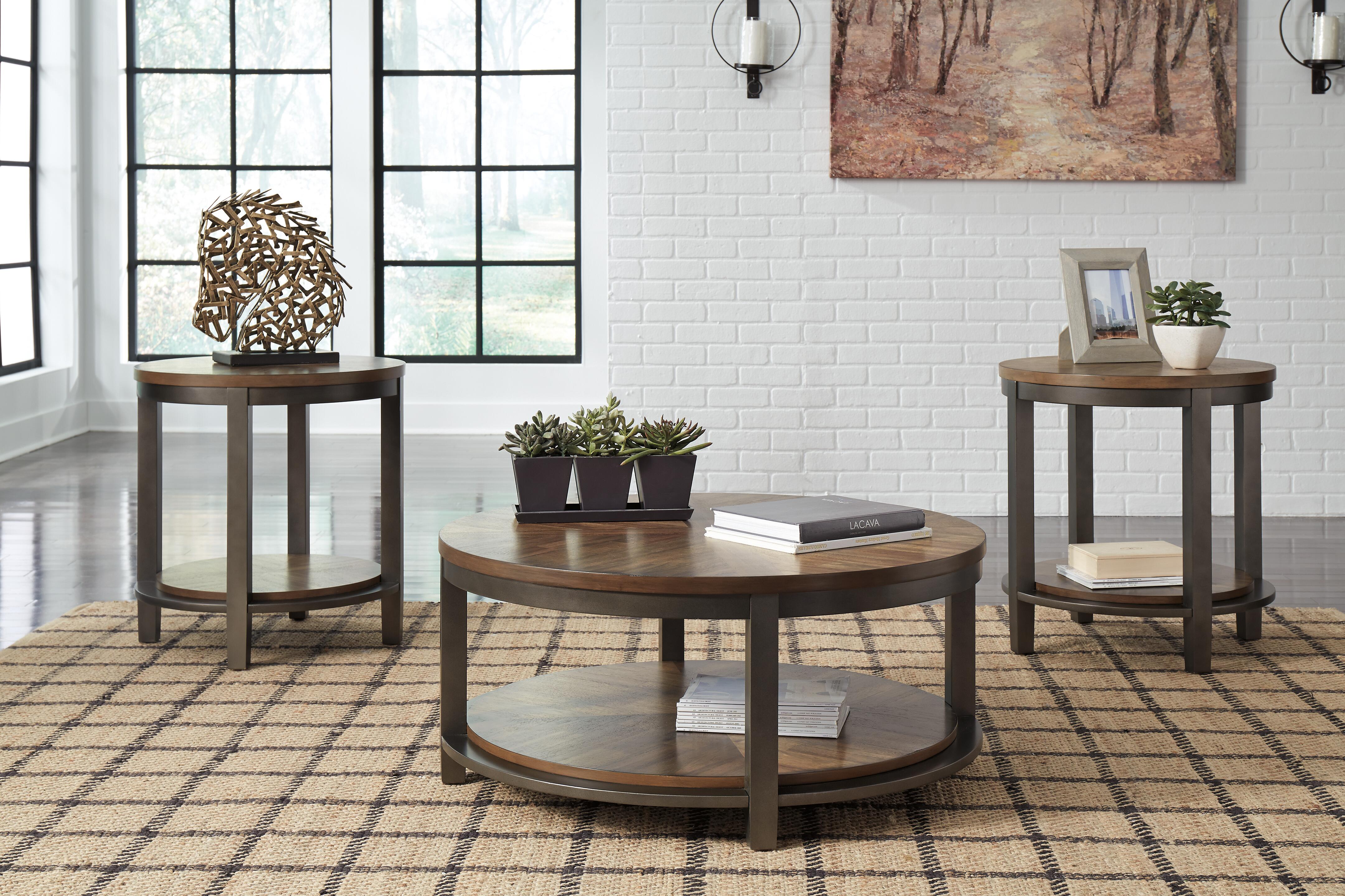 Dar Furniture - Ashley Furniture - Roybeck Table (Set of 3) - Occasional Table Set (3/CN) / Light Brown/Bronze - T411-13