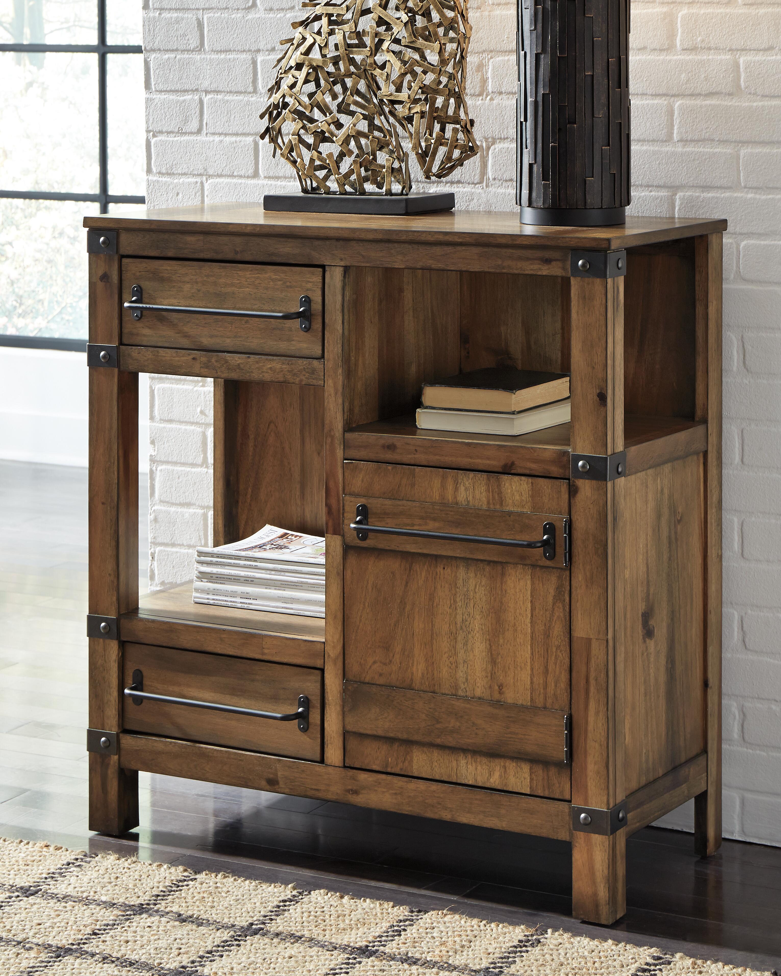 Dar Furniture - Ashley Furniture - Roybeck Accent Cabinet - Accent Cabinet / Light Brown/Bronze - T411-40