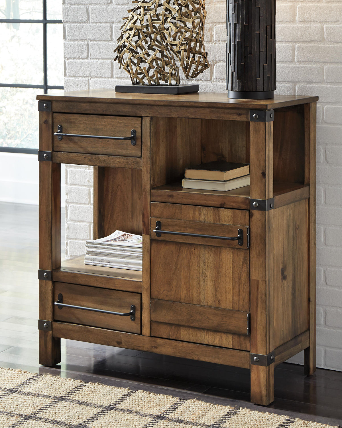 Dar Furniture - Ashley Furniture - Roybeck Accent Cabinet - Accent Cabinet / Light Brown/Bronze - T411-40