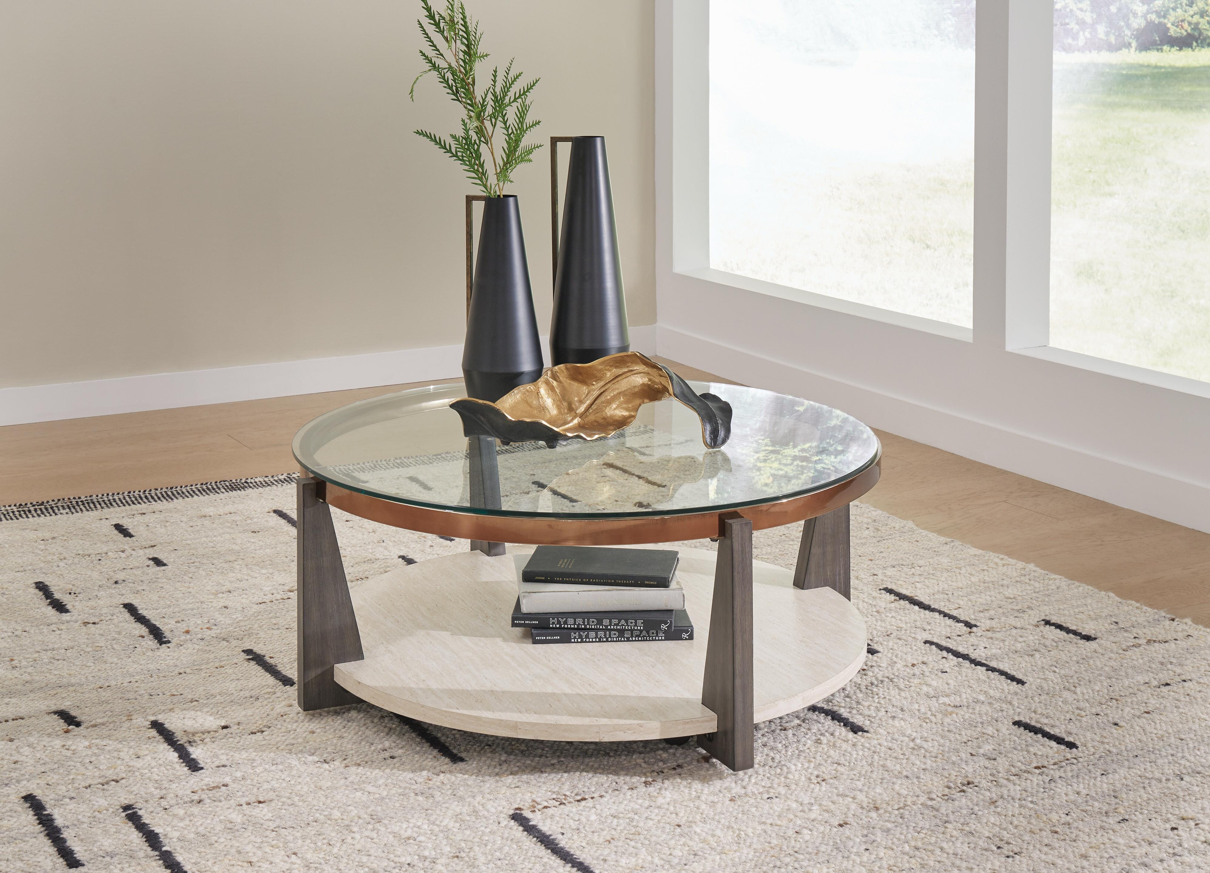 Dar Furniture - Ashley Furniture - Frazwa Coffee Table - Round Cocktail Table / Multi - T432-8