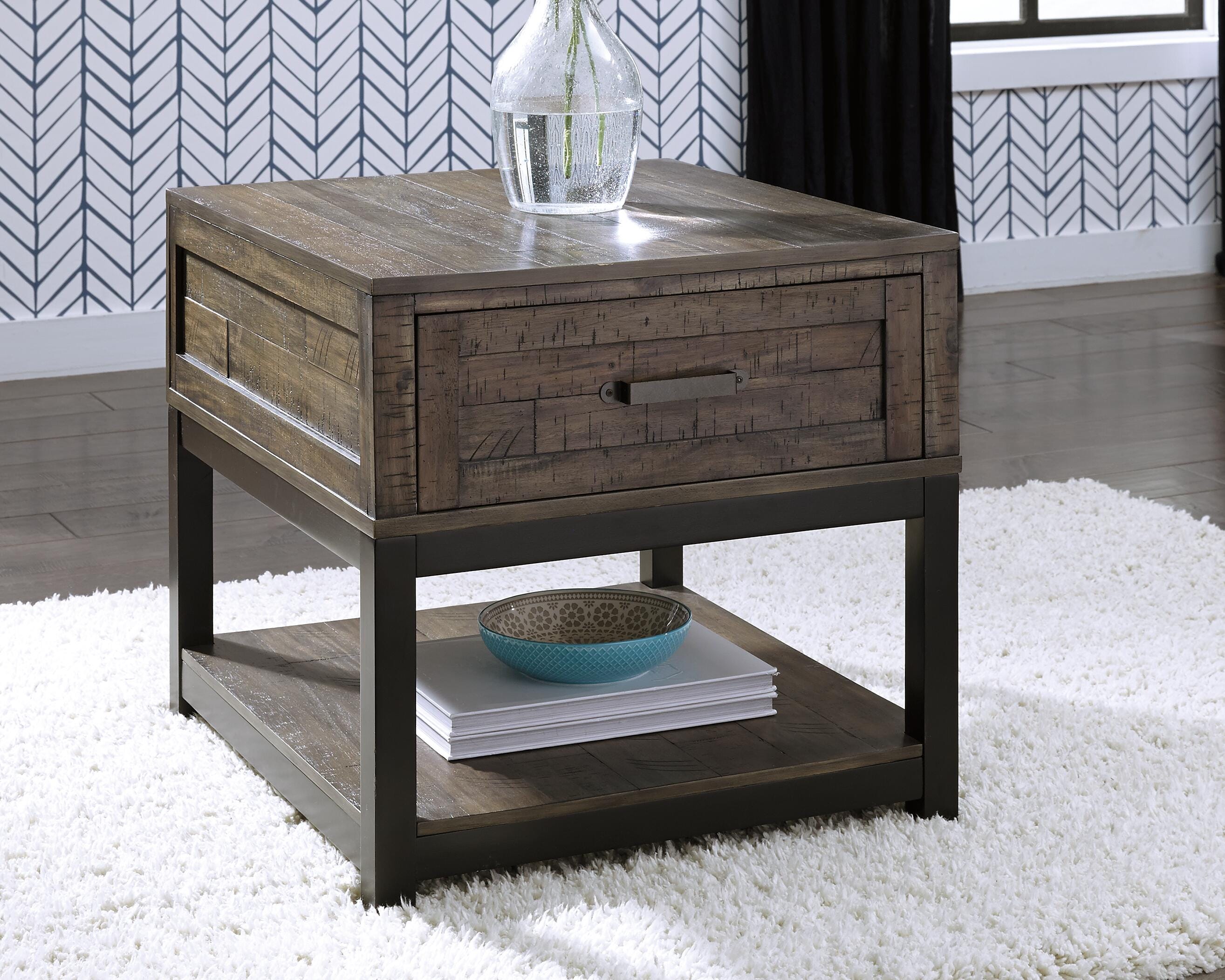 Dar Furniture - Ashley Furniture - Johurst End Table - Rectangular End Table / Grayish Brown - T444-3