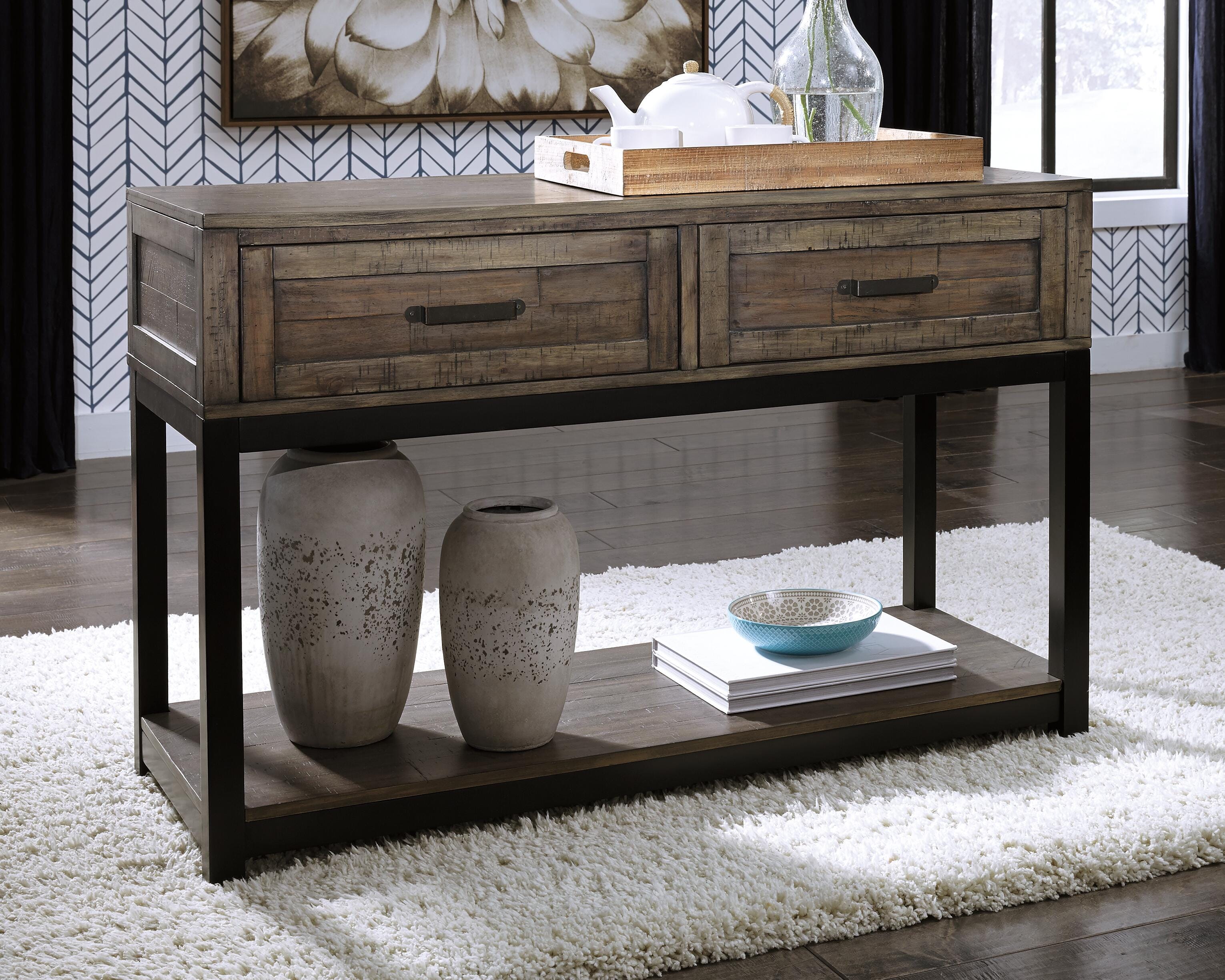 Dar Furniture - Ashley Furniture - Johurst Sofa/Console Table - Sofa Table / Grayish Brown - T444-4