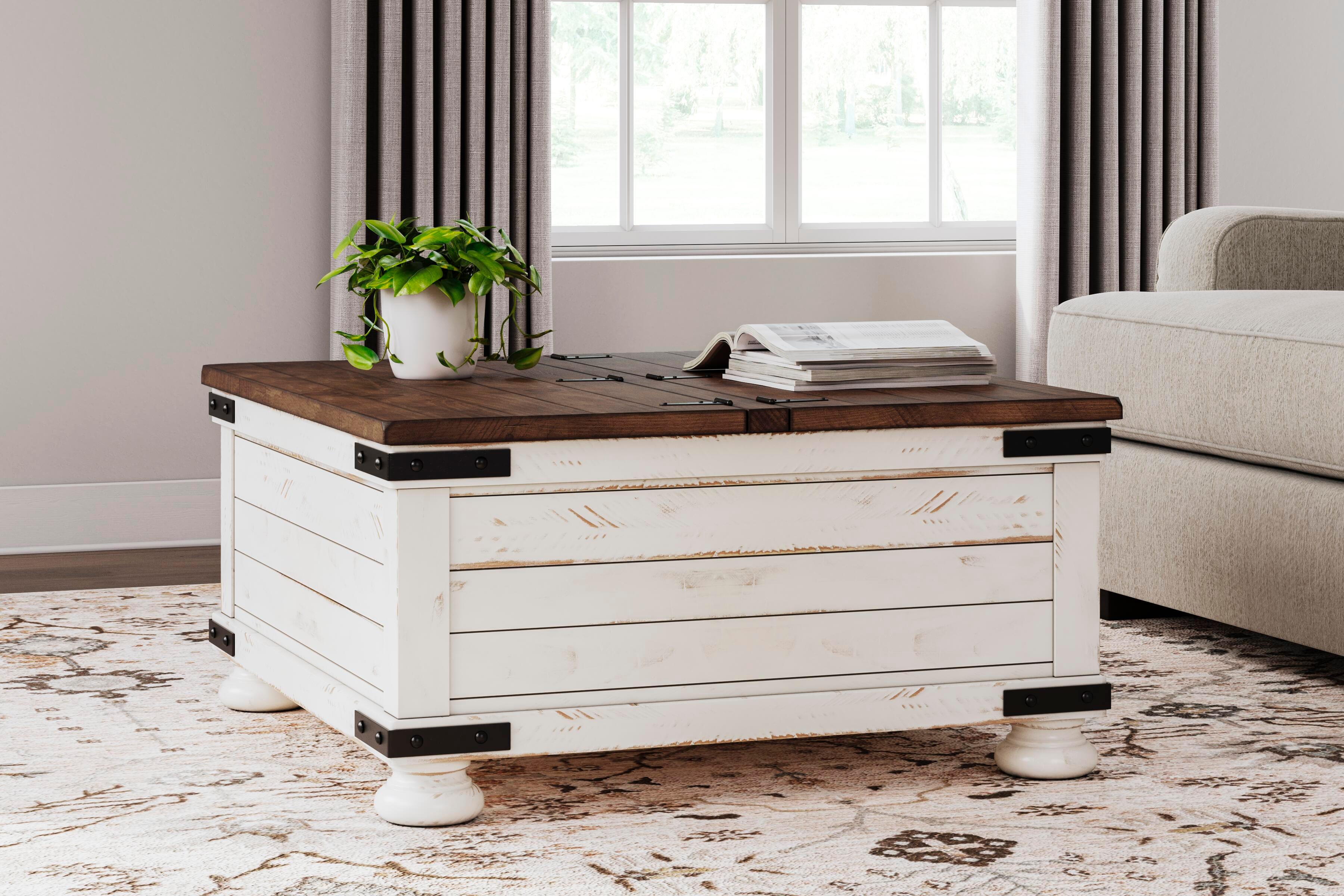 Dar Furniture - Ashley Furniture - Wystfield Coffee Table - Cocktail Table with Storage / White/Brown - T459-20