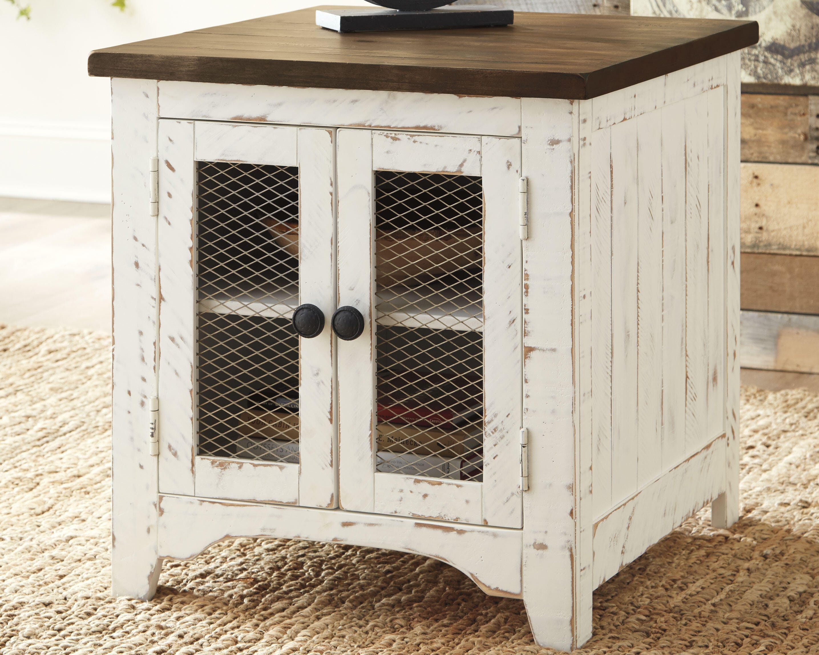Dar Furniture - Ashley Furniture - Wystfield End Table - Rectangular End Table / White/Brown - T459-3