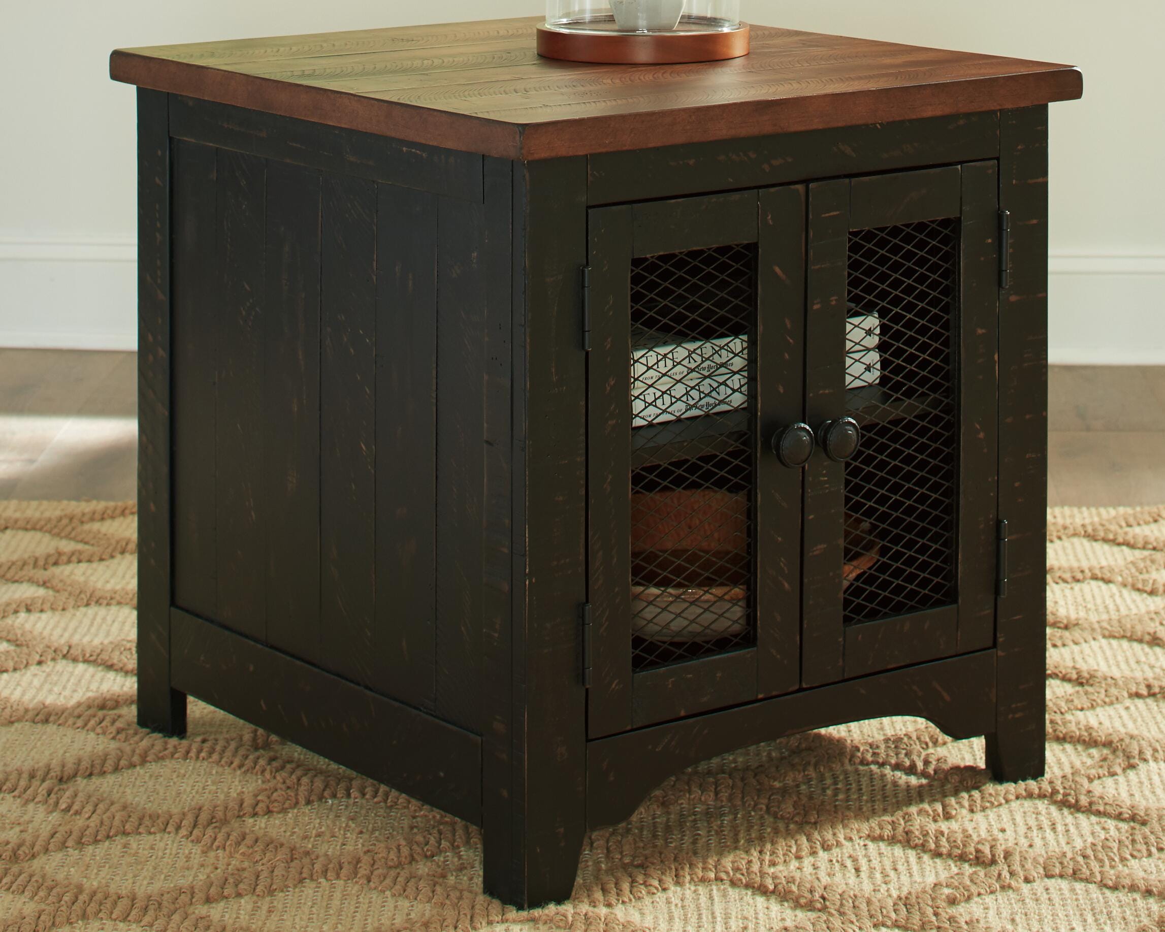 Dar Furniture - Ashley Furniture - Valebeck End Table - Rectangular End Table / Black/Brown - T468-3