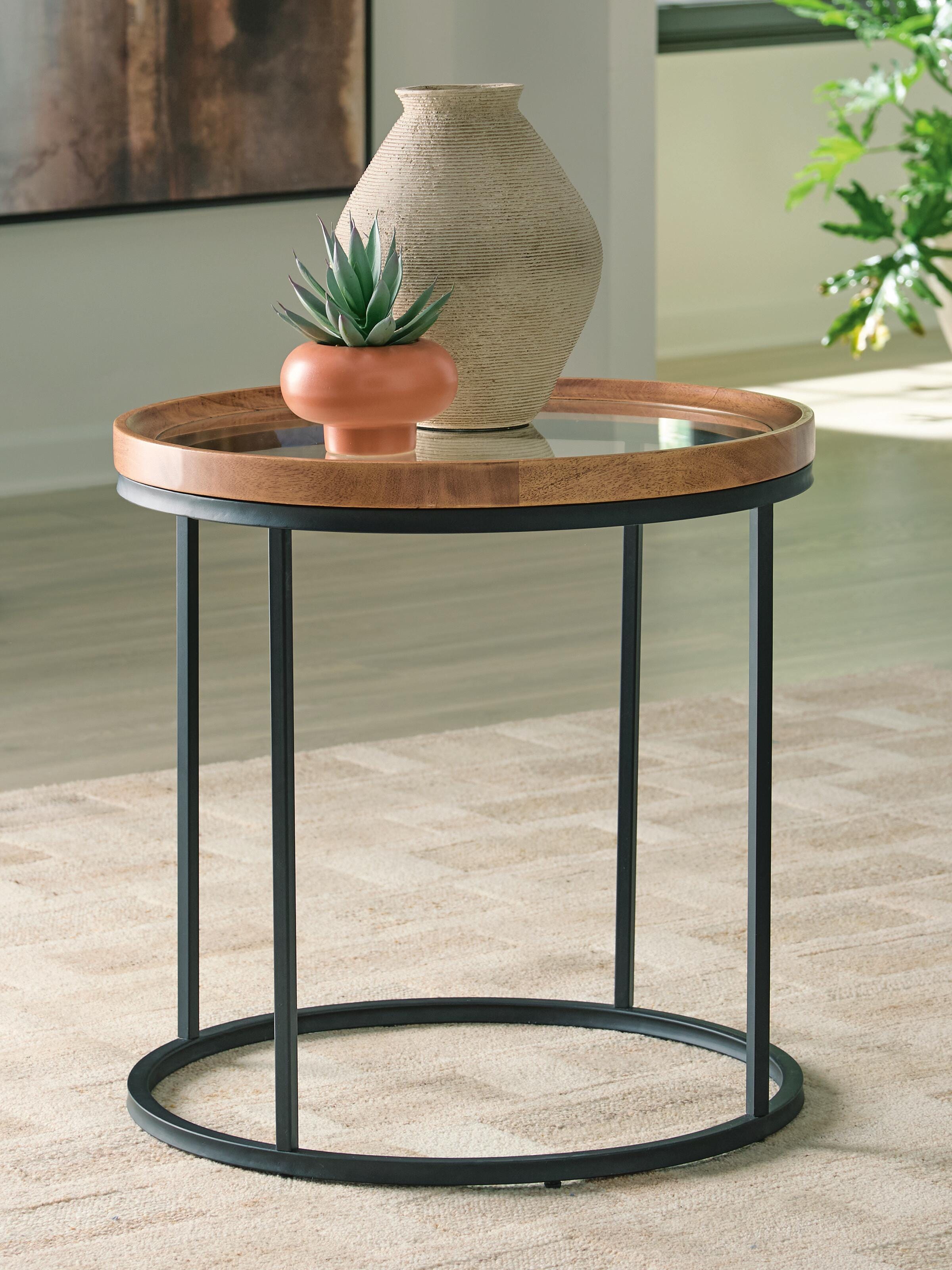 Dar Furniture - Ashley Furniture - Noraluna End Table - Round End Table / Medium Brown - T502-6