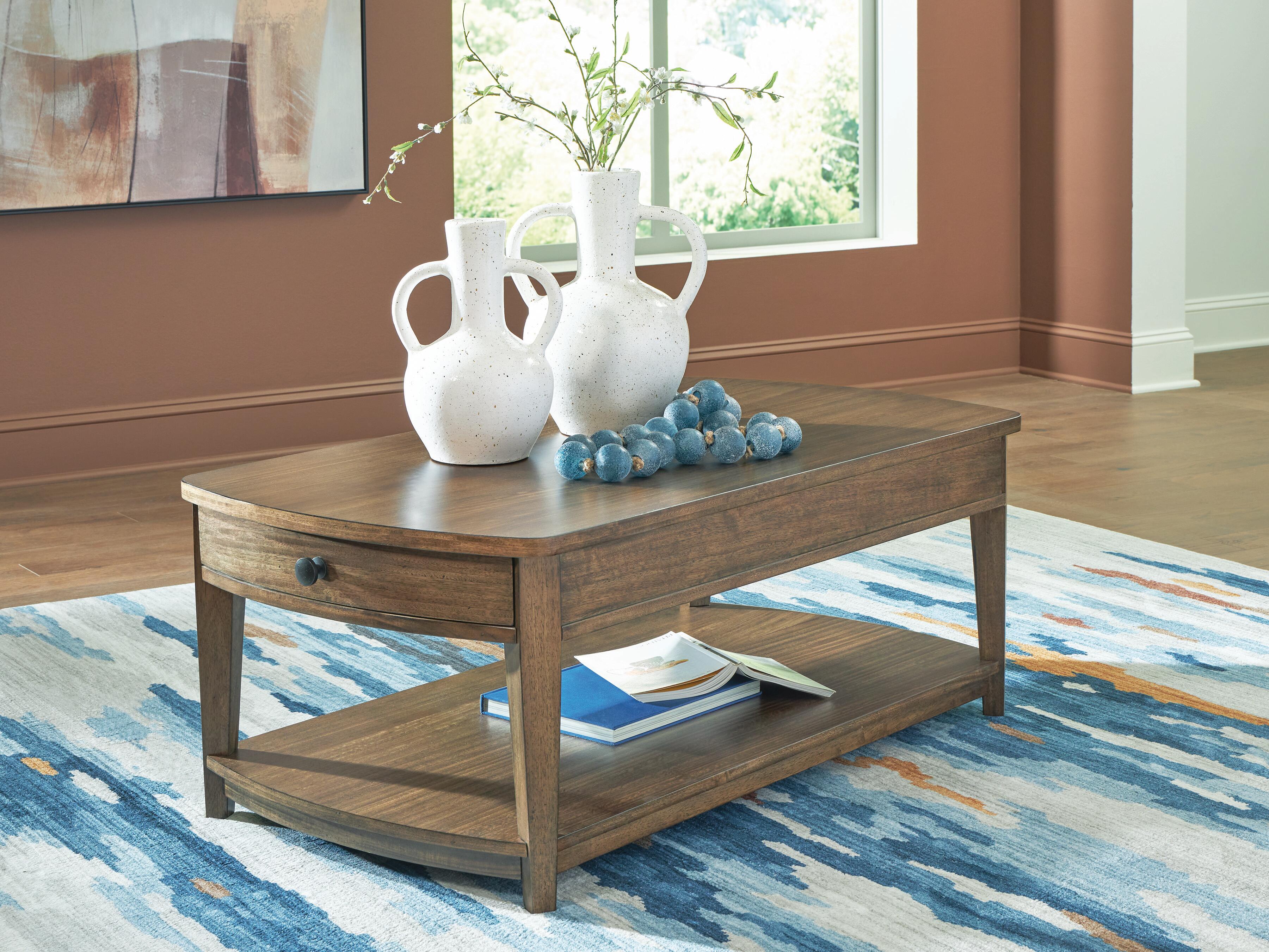 Dar Furniture - Ashley Furniture - Burkbyer Coffee Table - Rectangular Cocktail Table / Brown - T513-1