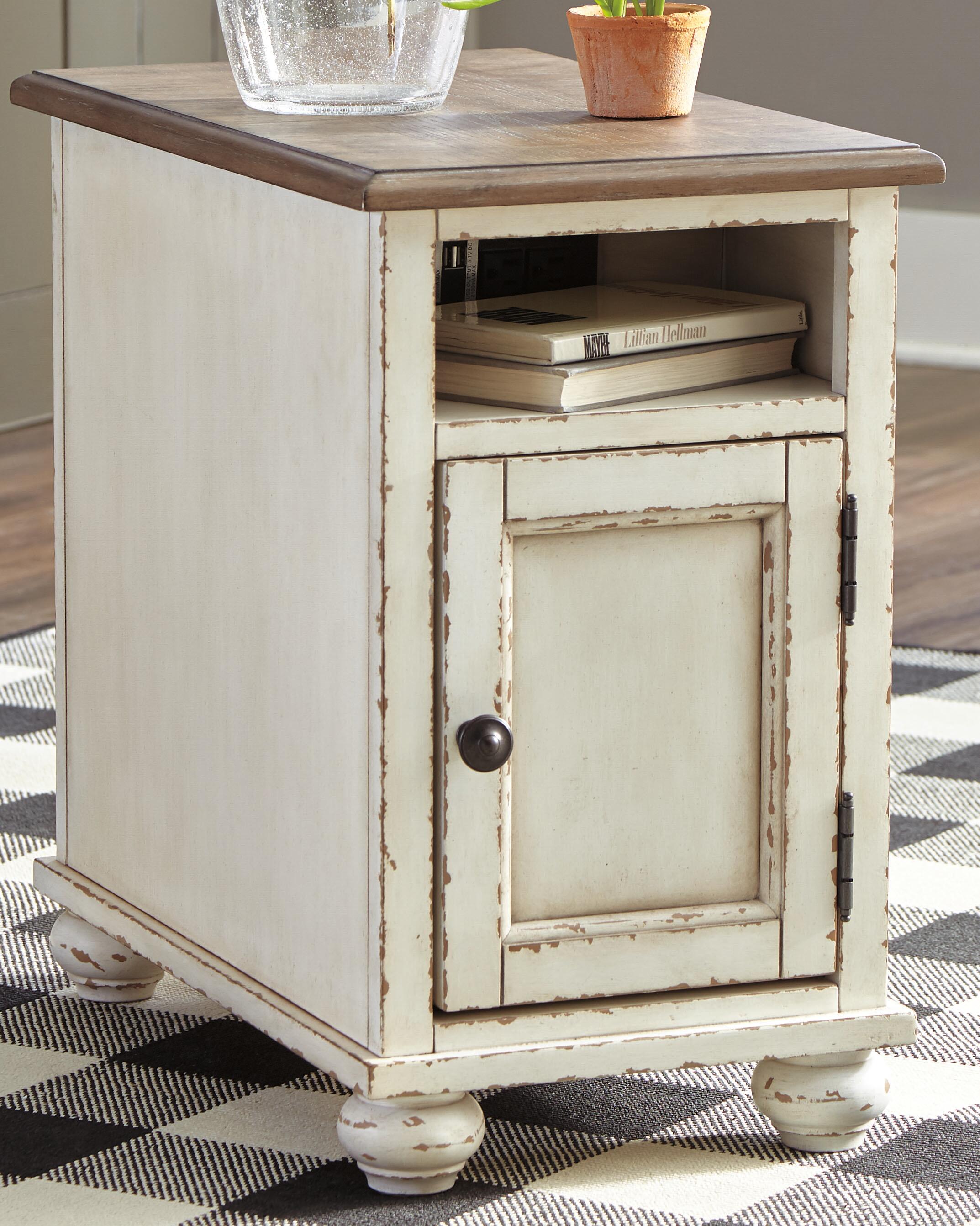 Dar Furniture - Ashley Furniture - Realyn Chairside End Table - Chair Side End Table / White/Brown - T523-7