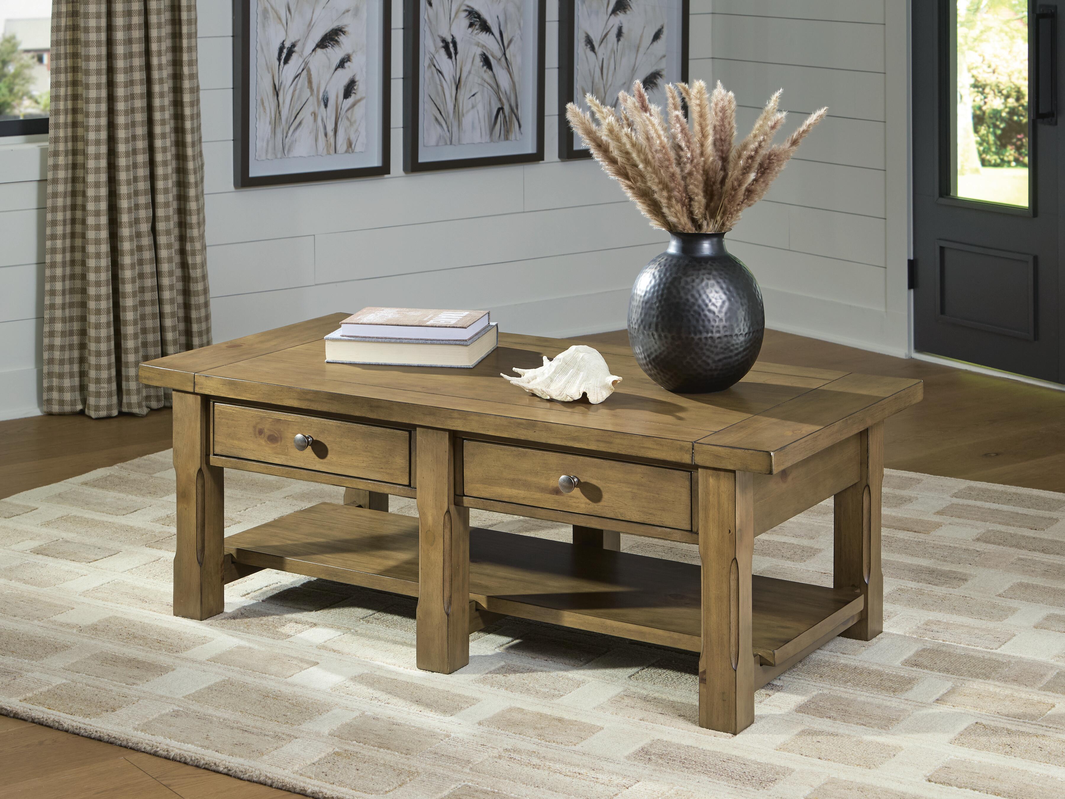 Dar Furniture - Ashley Furniture - Vandenmore Coffee Table - Rectangular Cocktail Table / Medium Brown - T539-1