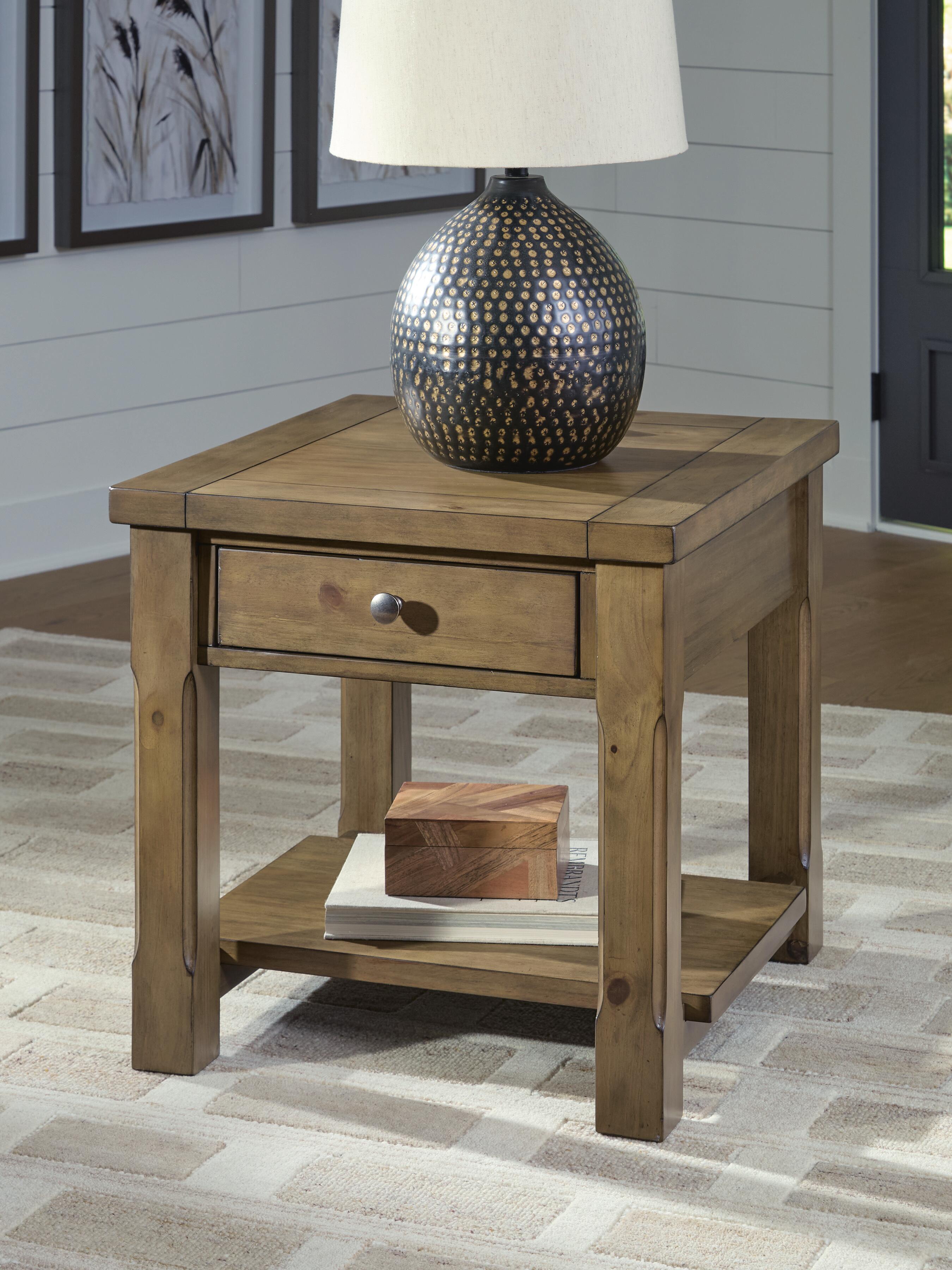 Dar Furniture - Ashley Furniture - Vandenmore End Table - Rectangular End Table / Medium Brown - T539-3