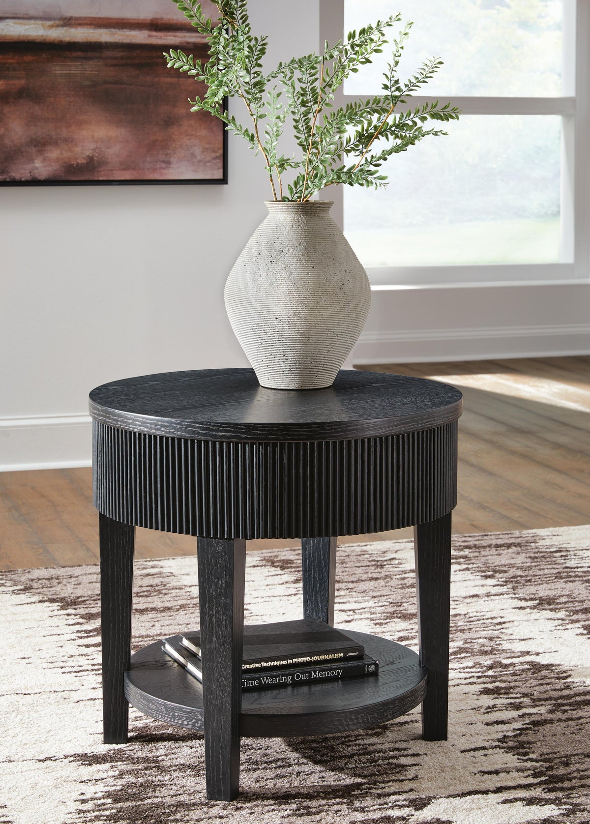 Dar Furniture - Ashley Furniture - Marstream End Table - Round End Table / Black - T551-6