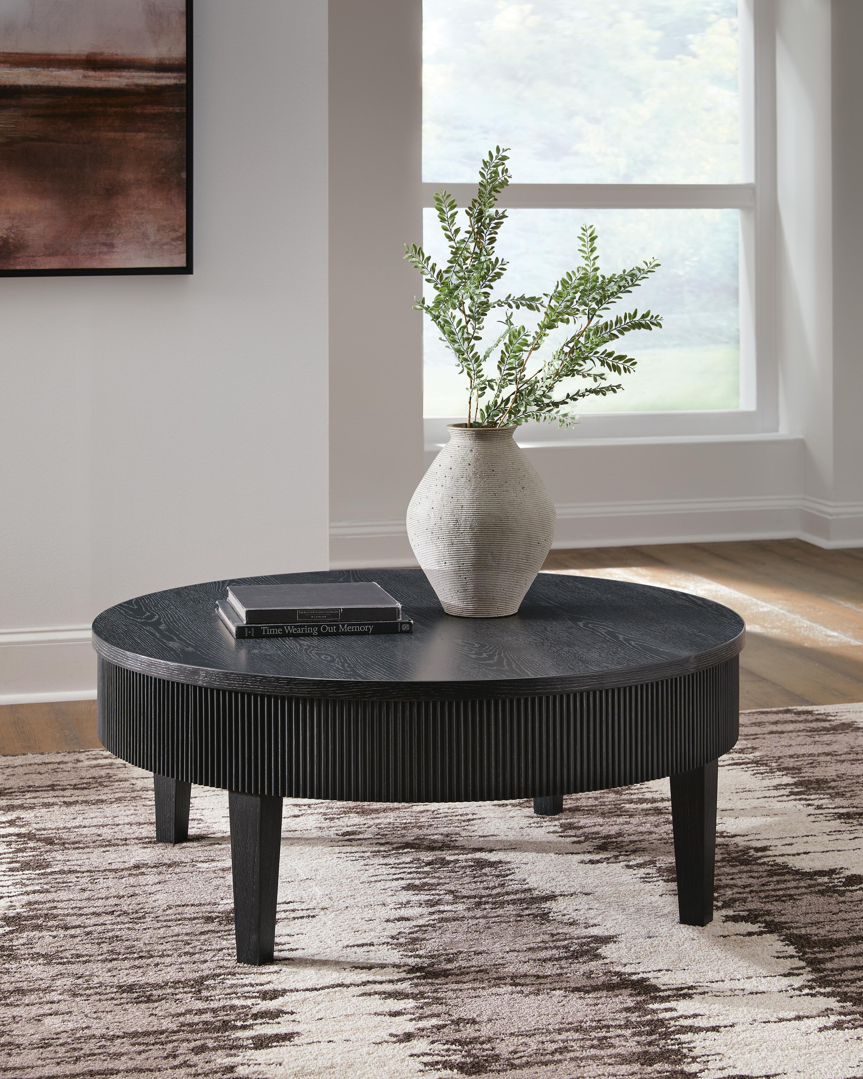 Dar Furniture - Ashley Furniture - Marstream Coffee Table - Round Cocktail Table / Black - T551-8