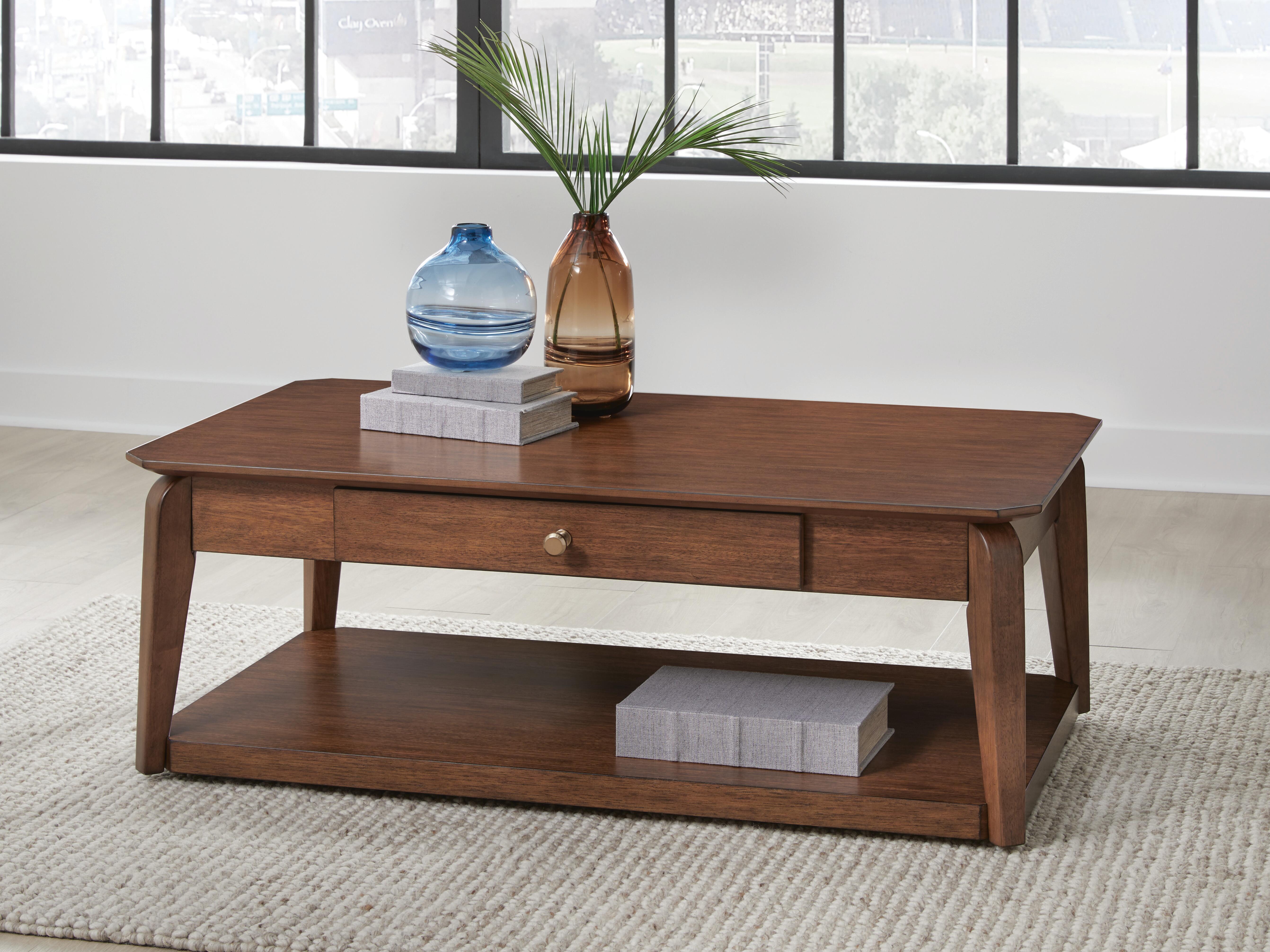 Dar Furniture - Ashley Furniture - Trenmour Coffee Table - Rectangular Cocktail Table / Medium Brown - T596-1